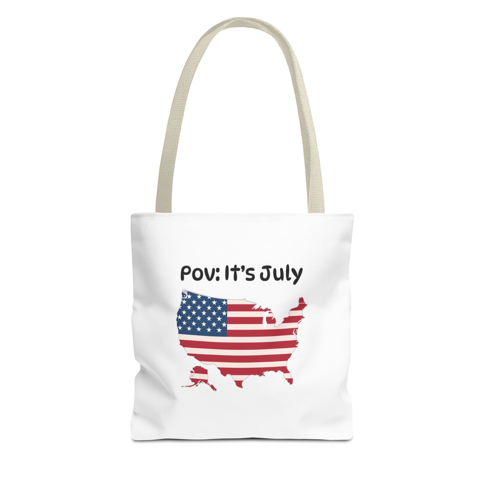 4th of July Tote Bag — American Flag USA Map "POV: It's July" Patriotic Grocery & Beach Carryall