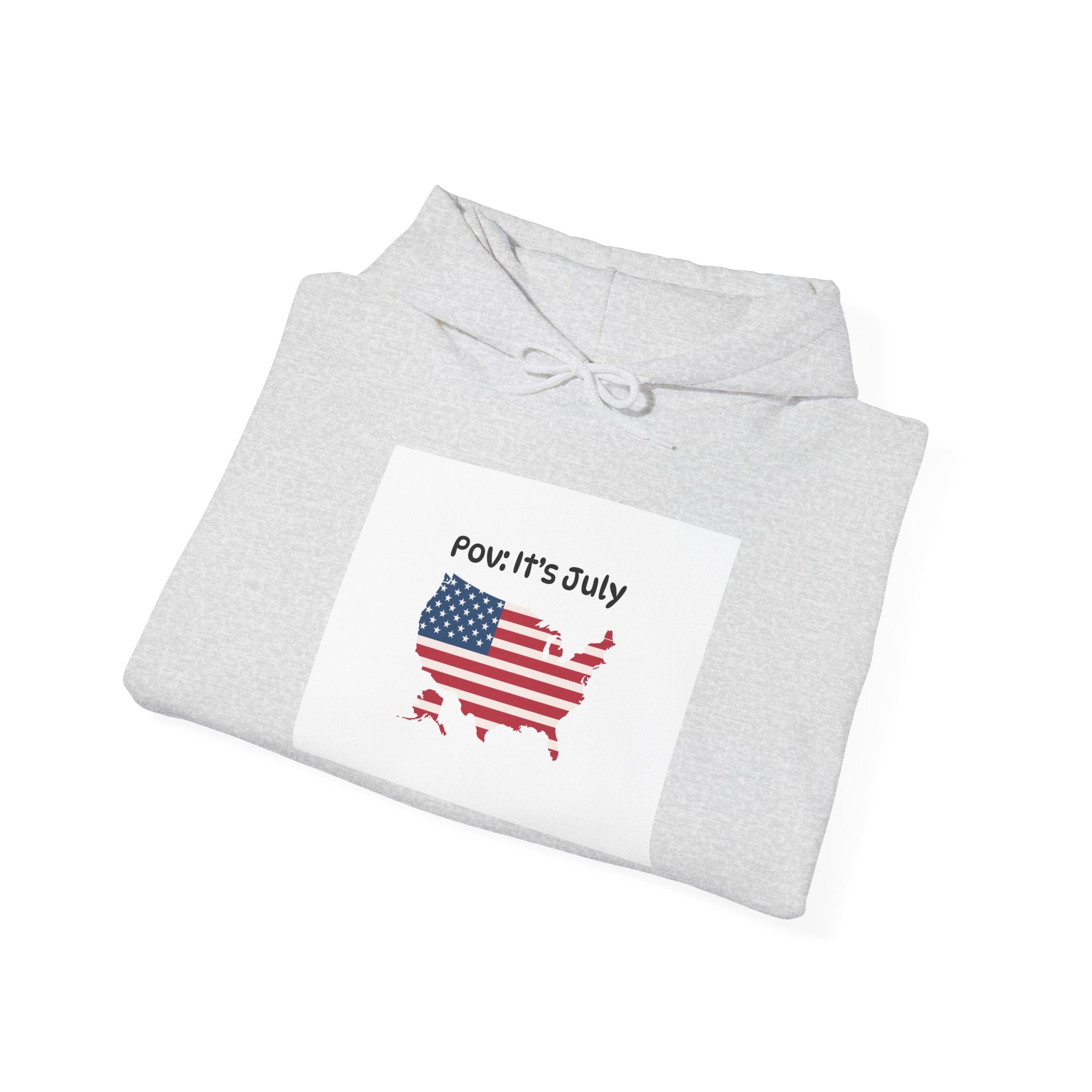 POV It's July USA flag map Hoodie | 4th of July Statue of Liberty back print