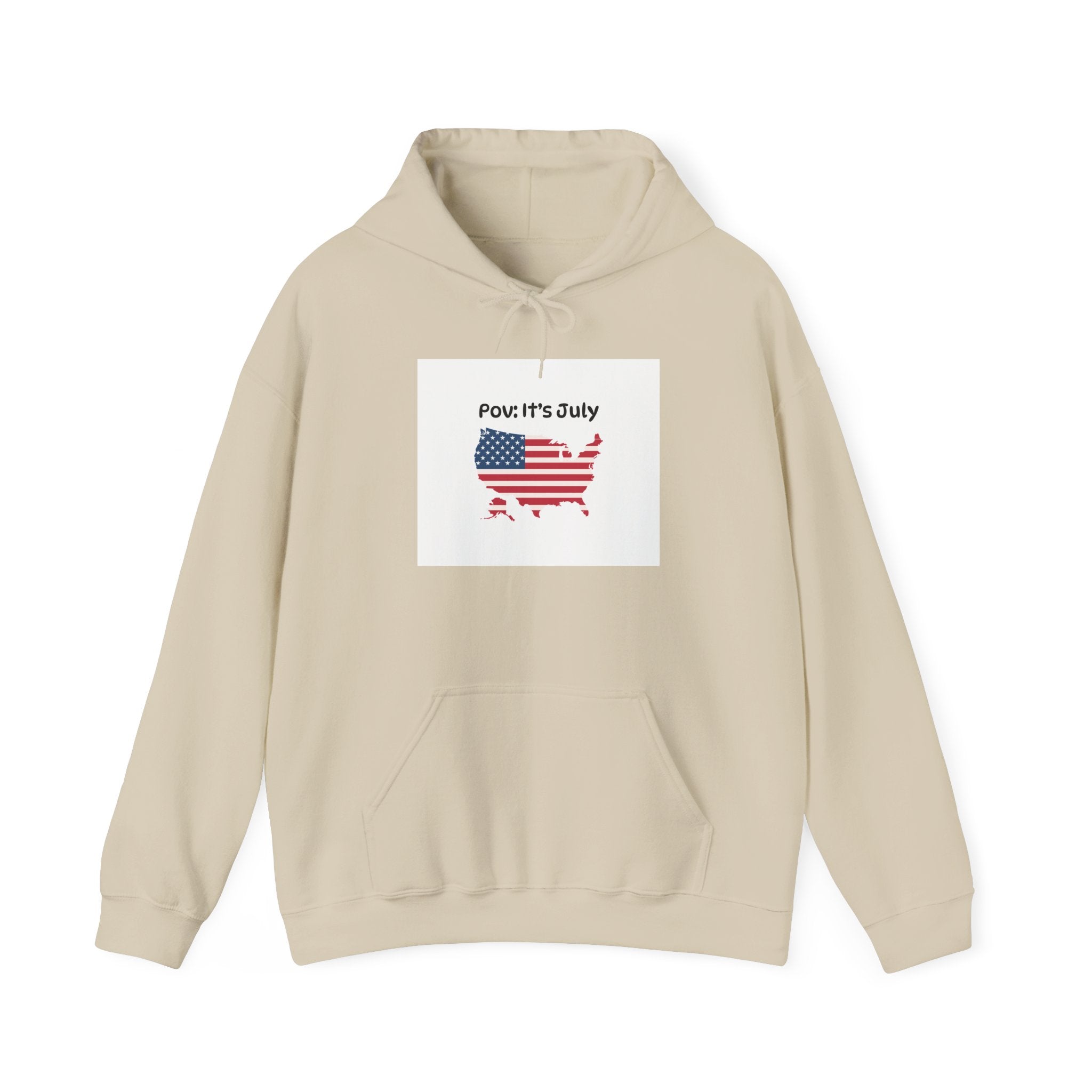 POV It's July USA flag map Hoodie | 4th of July Statue of Liberty back print