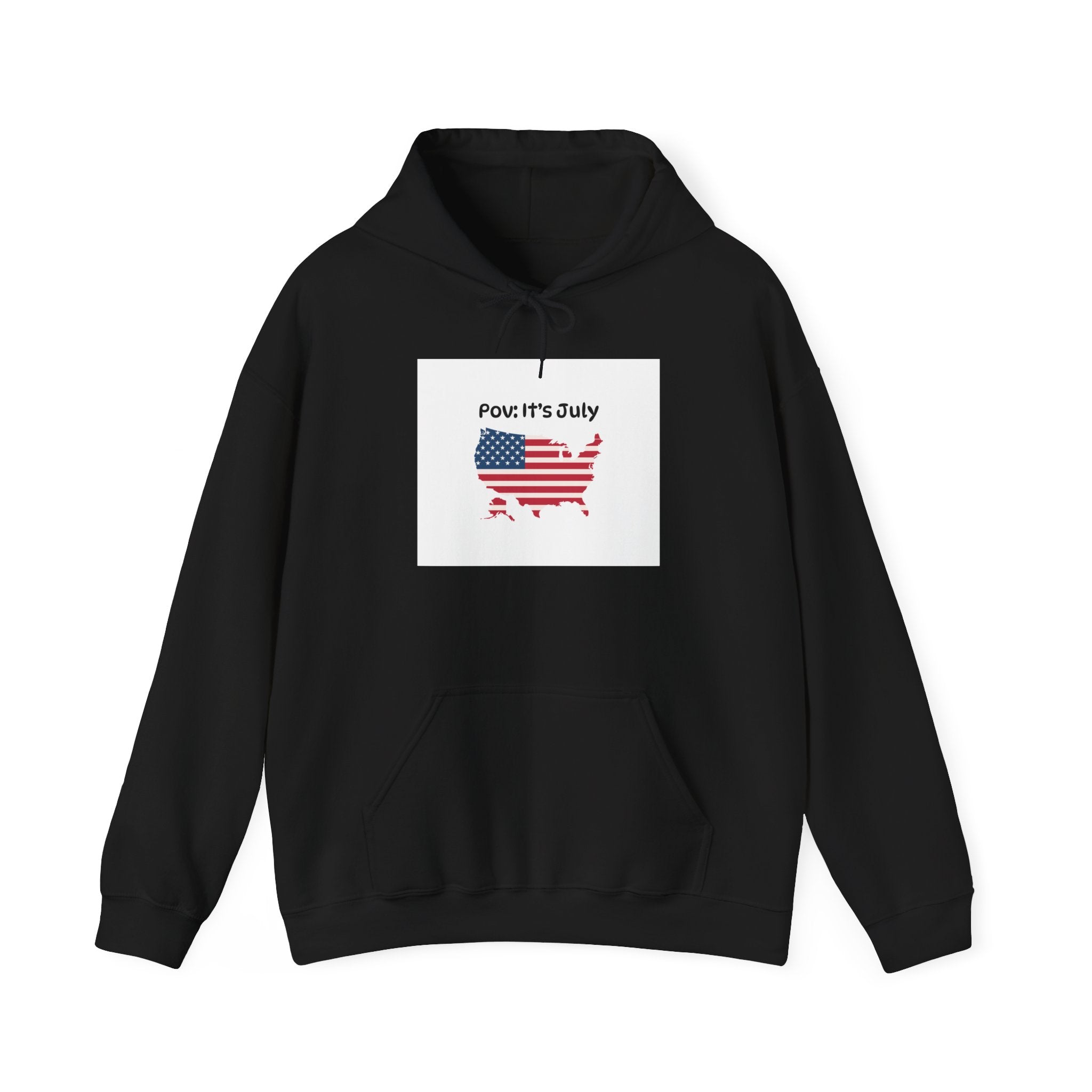 POV It's July USA flag map Hoodie | 4th of July Statue of Liberty back print
