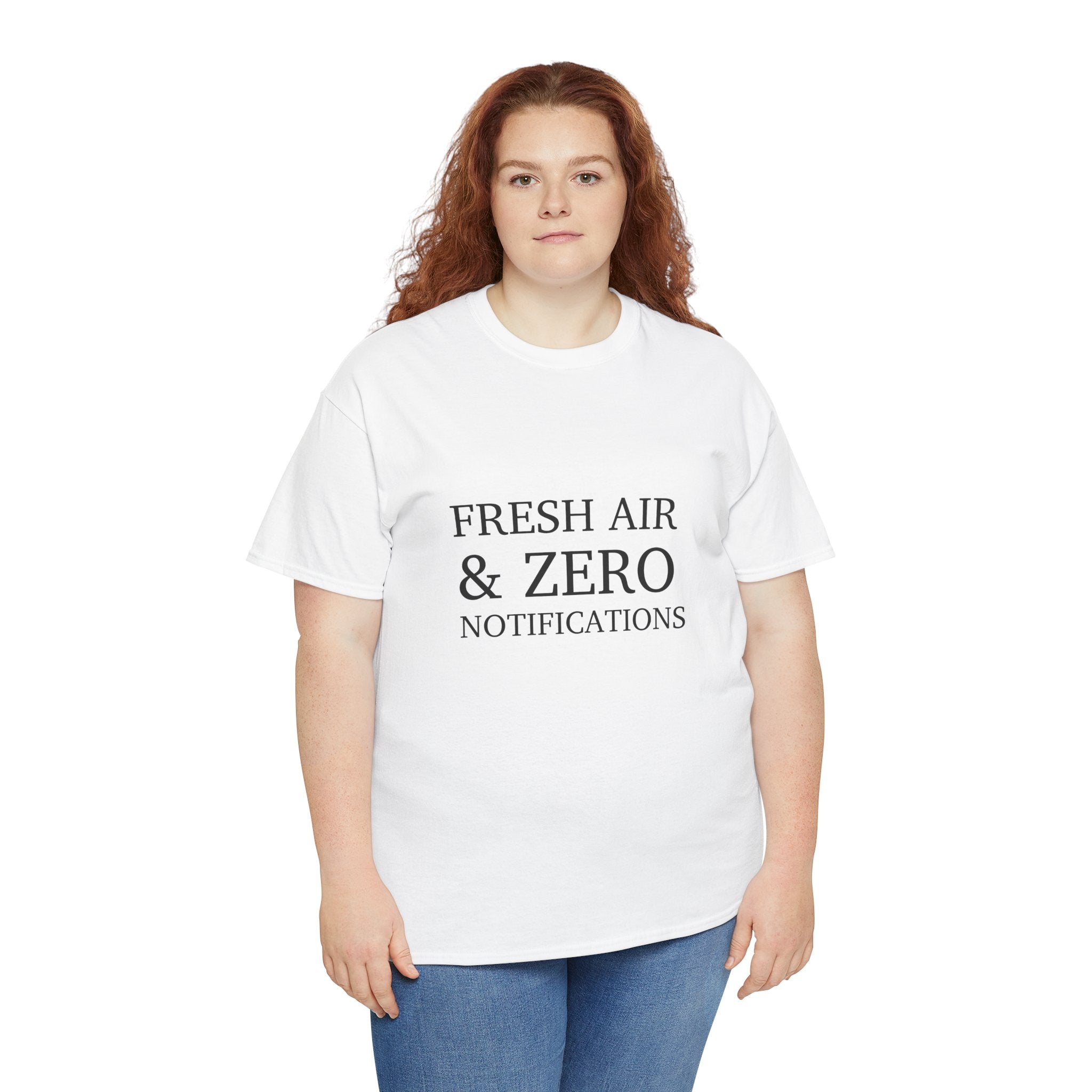 Camping Mood T‑Shirt — “Fresh Air & Zero Notifications” Outdoor Tent Graphic Tee