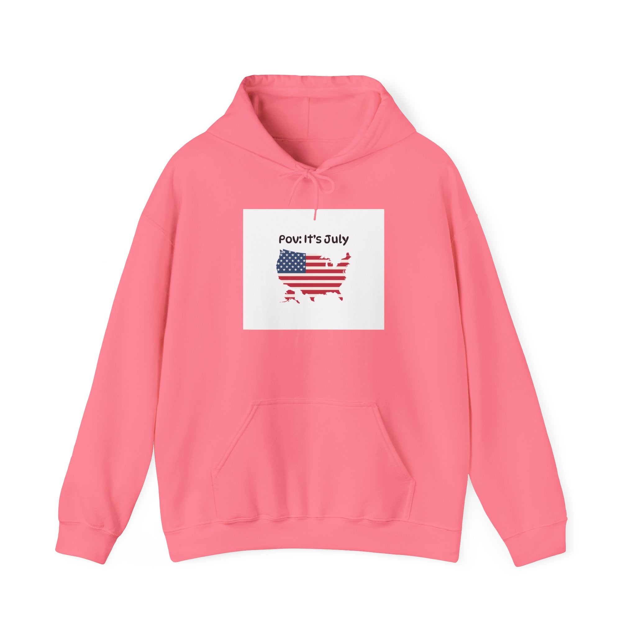 POV It's July USA flag map Hoodie | 4th of July Statue of Liberty back print