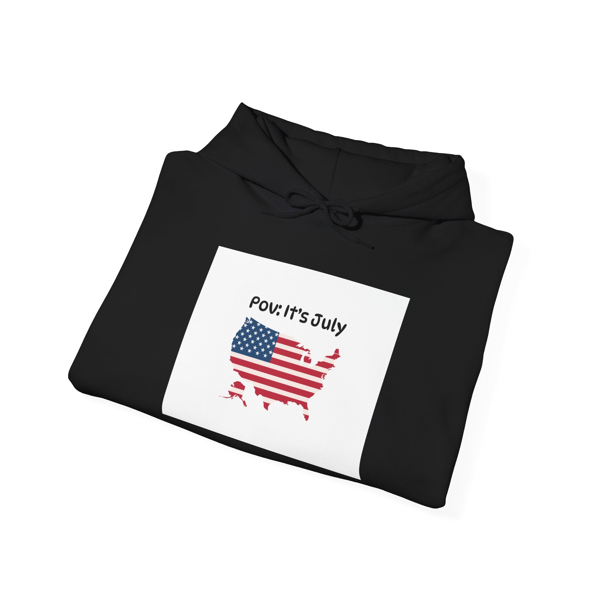POV It's July USA flag map Hoodie | 4th of July Statue of Liberty back print