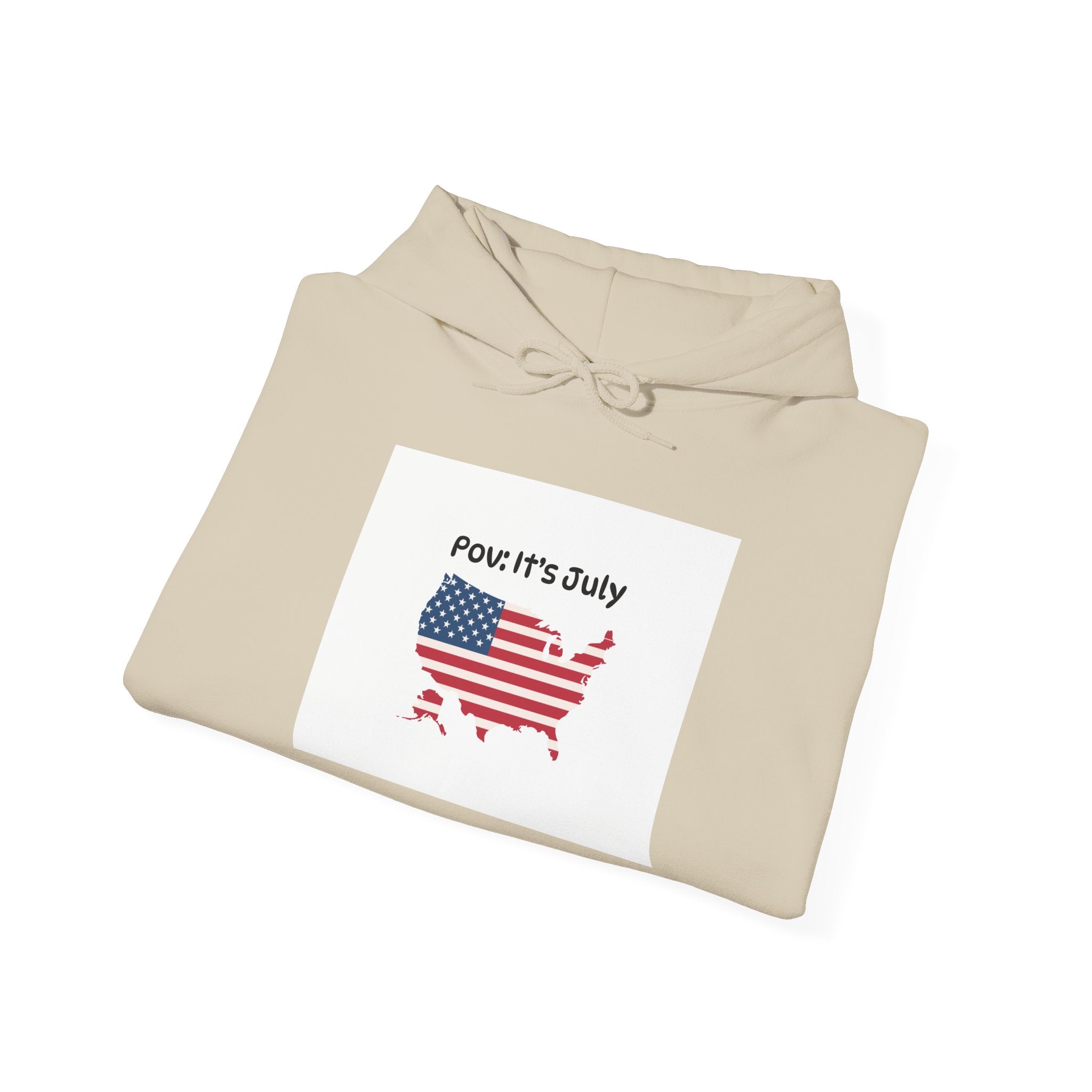 POV It's July USA flag map Hoodie | 4th of July Statue of Liberty back print