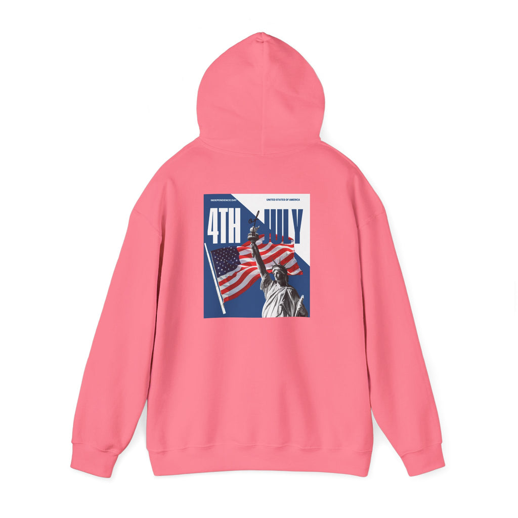 POV It's July USA flag map Hoodie | 4th of July Statue of Liberty back print