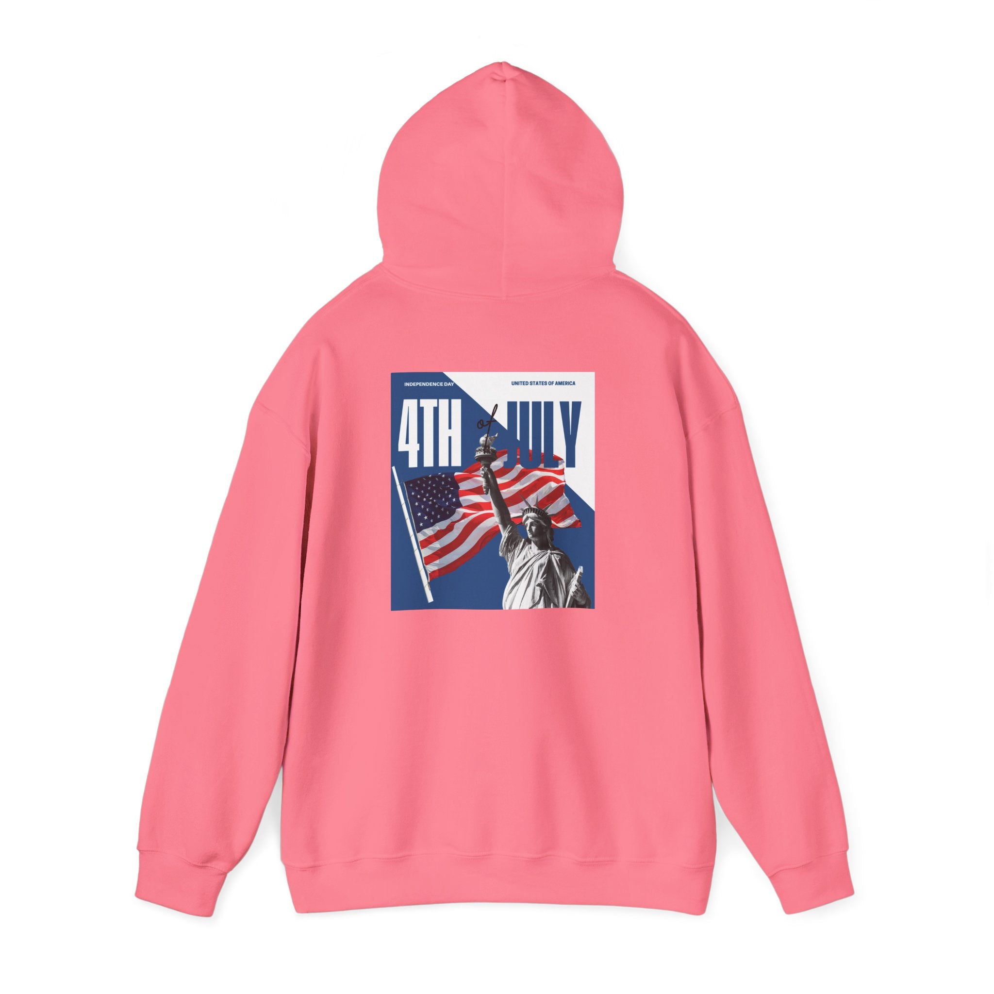 POV It's July USA flag map Hoodie | 4th of July Statue of Liberty back print