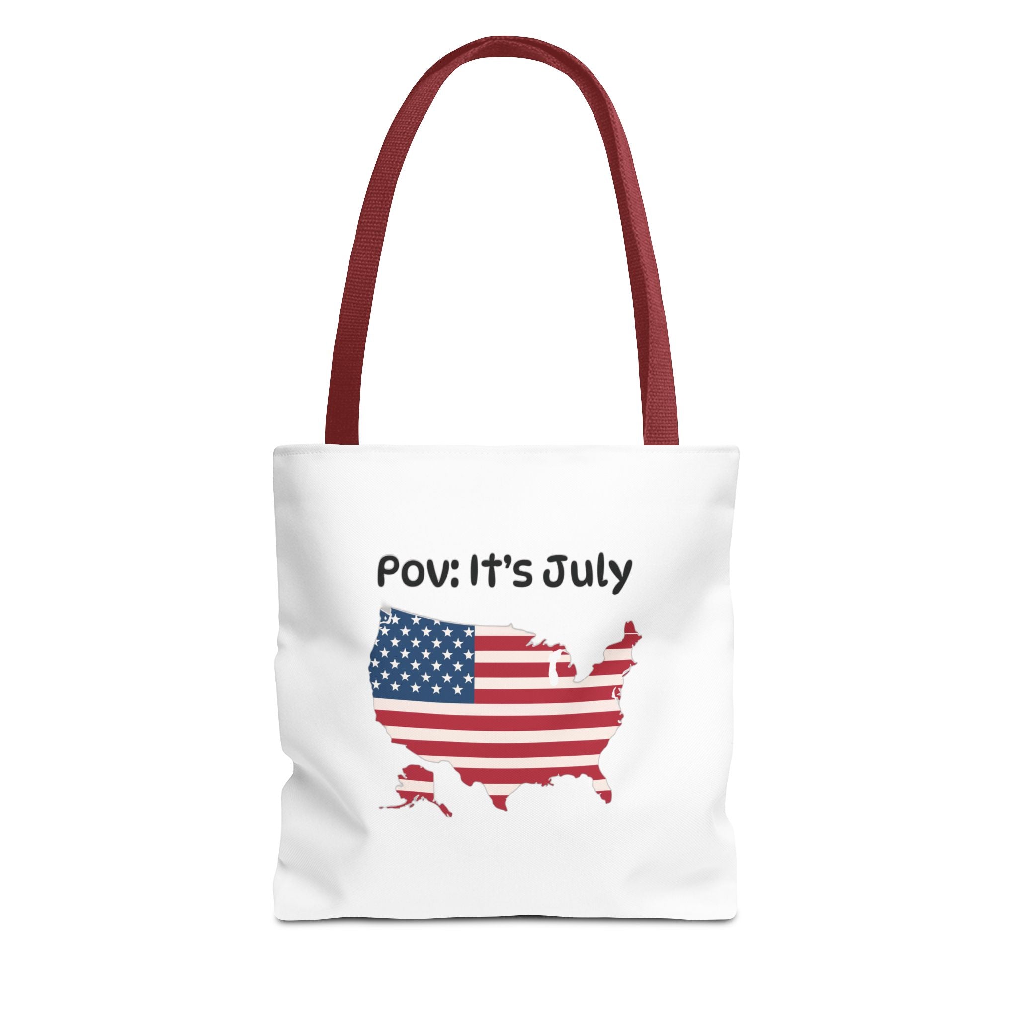 4th of July Tote Bag — American Flag USA Map "POV: It's July" Patriotic Grocery & Beach Carryall