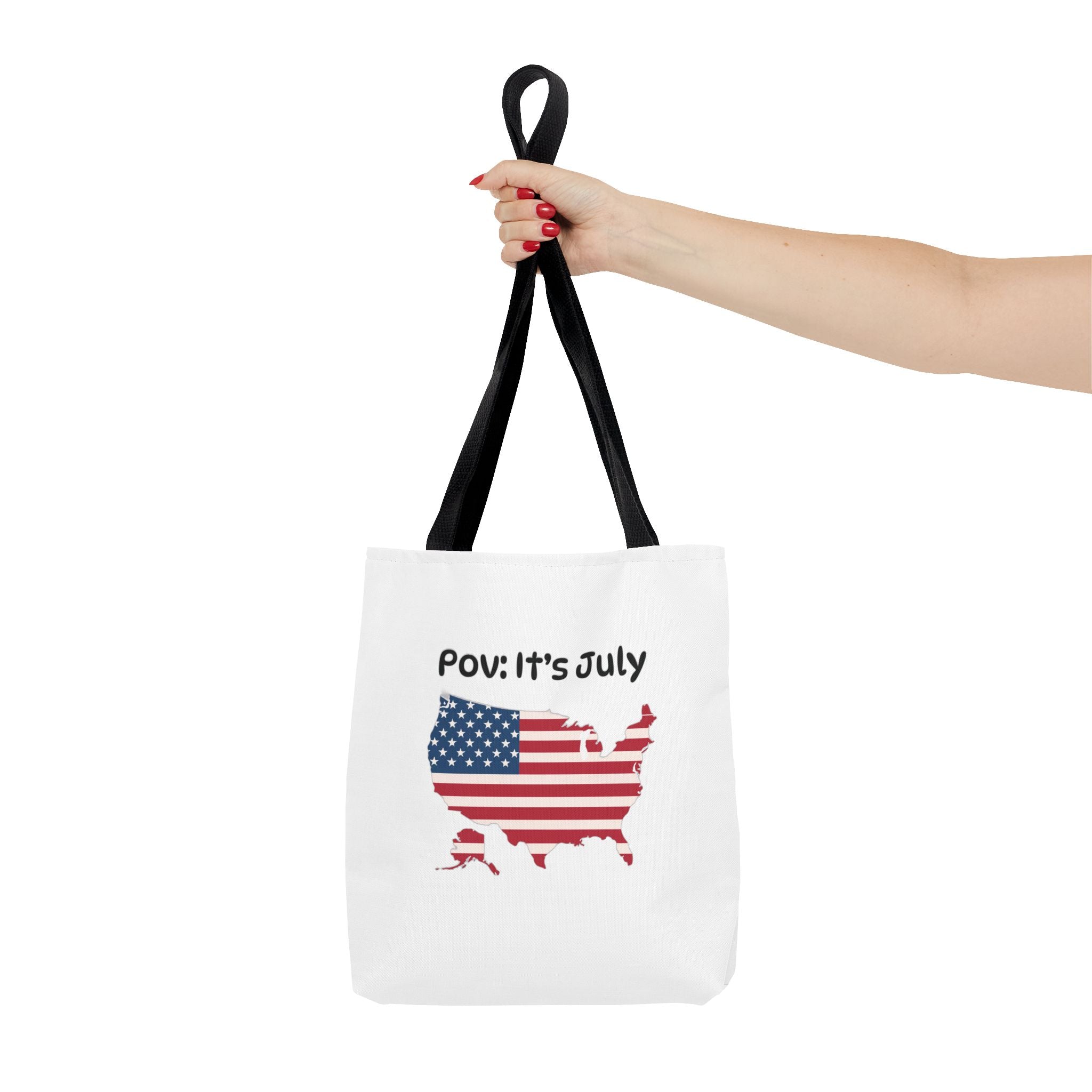 4th of July Tote Bag — American Flag USA Map "POV: It's July" Patriotic Grocery & Beach Carryall