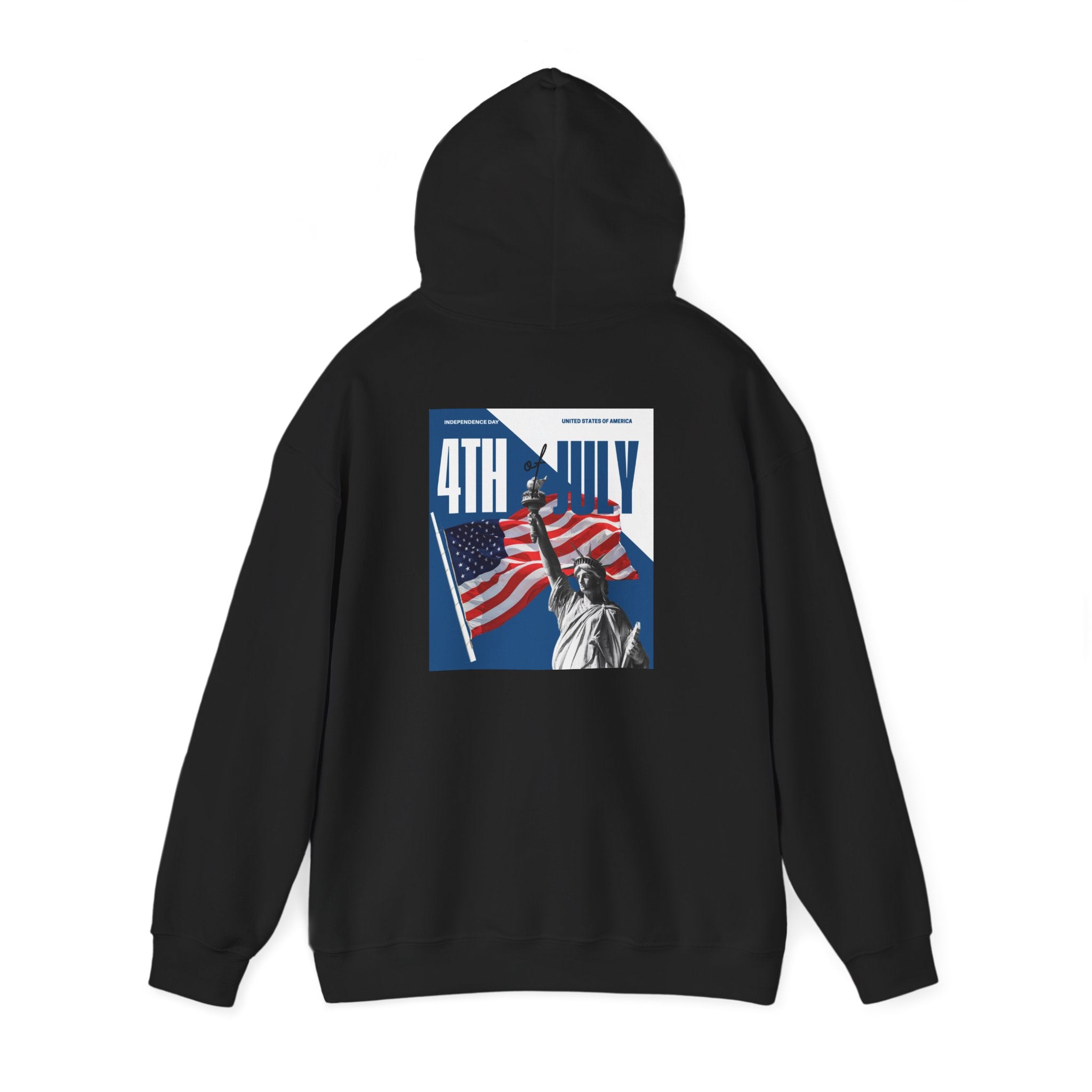 POV It's July USA flag map Hoodie | 4th of July Statue of Liberty back print