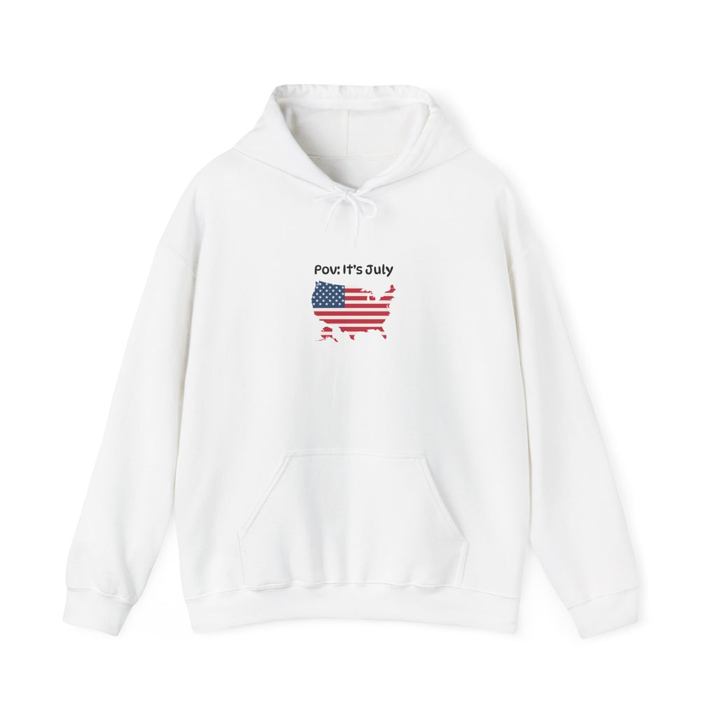 POV It's July USA flag map Hoodie | 4th of July Statue of Liberty back print