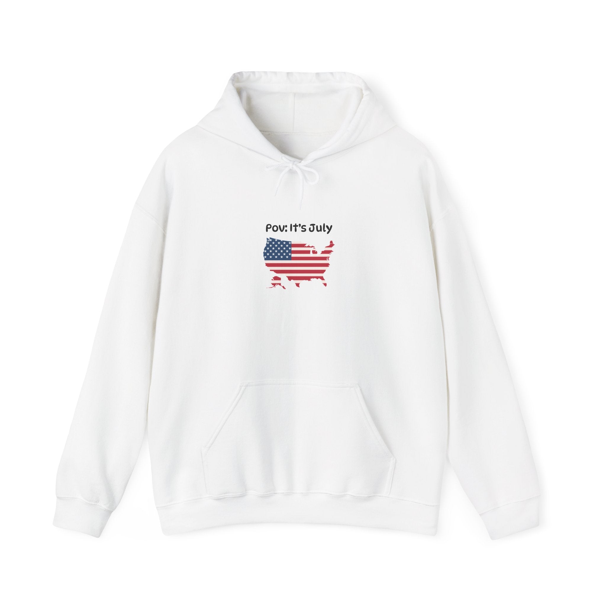 POV It's July USA flag map Hoodie | 4th of July Statue of Liberty back print
