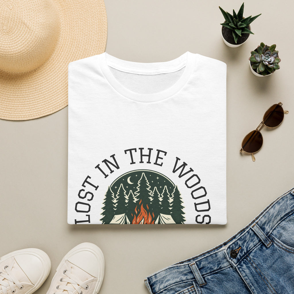 Lost in the Woods Camping T‑Shirt — Retro Campfire Nature Tee