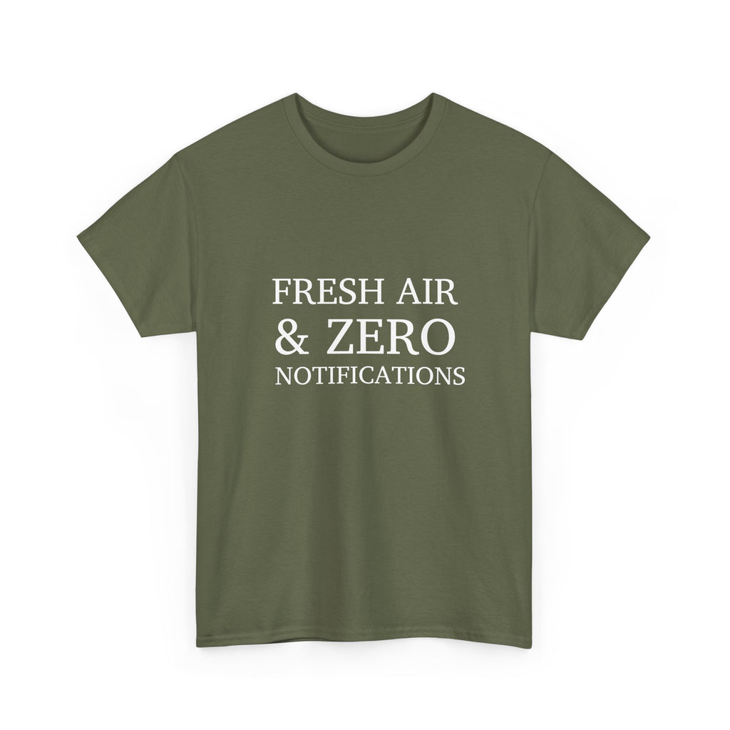 T-Shirt — "Fresh Air & Zero Notifications" Camping Graphic Tee
