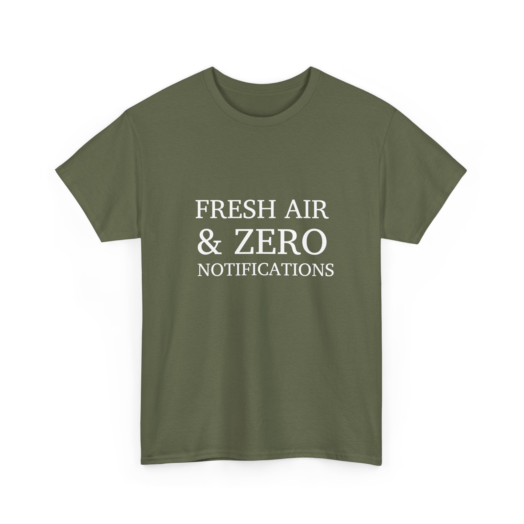 T-Shirt — "Fresh Air & Zero Notifications" Camping Graphic Tee