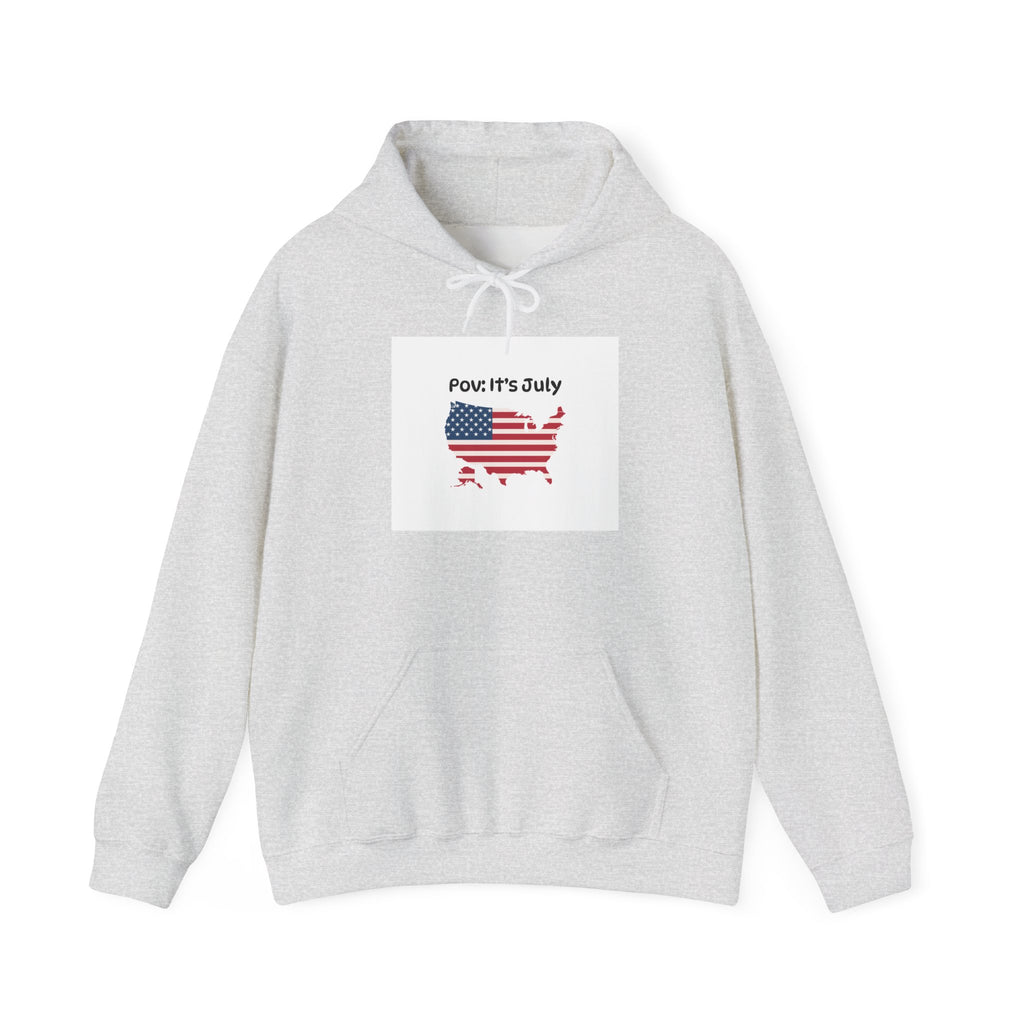 POV It's July USA flag map Hoodie | 4th of July Statue of Liberty back print