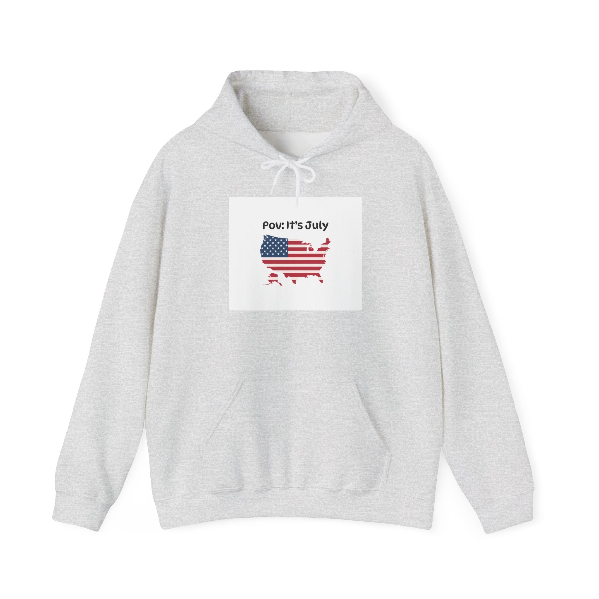 POV It's July USA flag map Hoodie | 4th of July Statue of Liberty back print