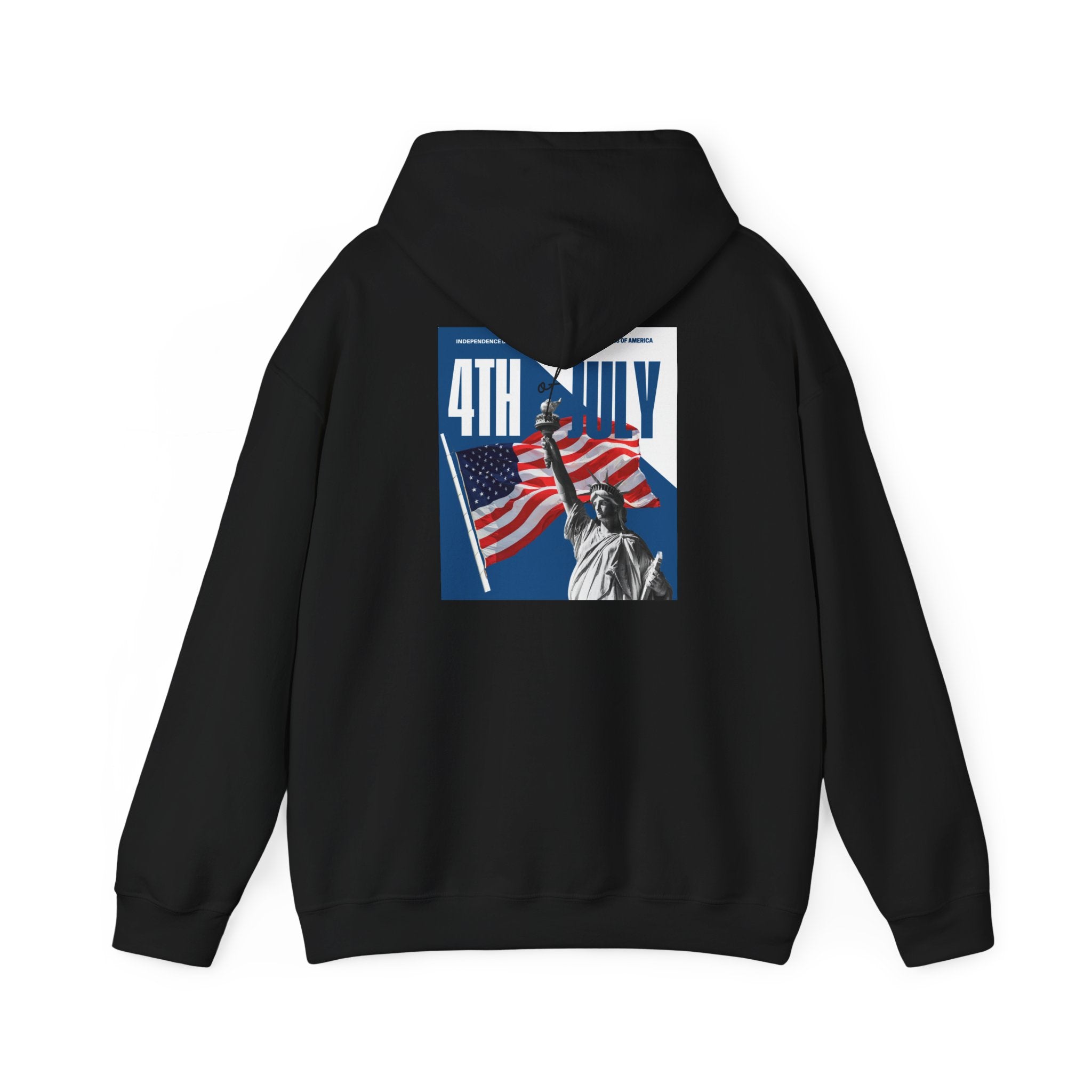 POV It's July USA flag map Hoodie | 4th of July Statue of Liberty back print