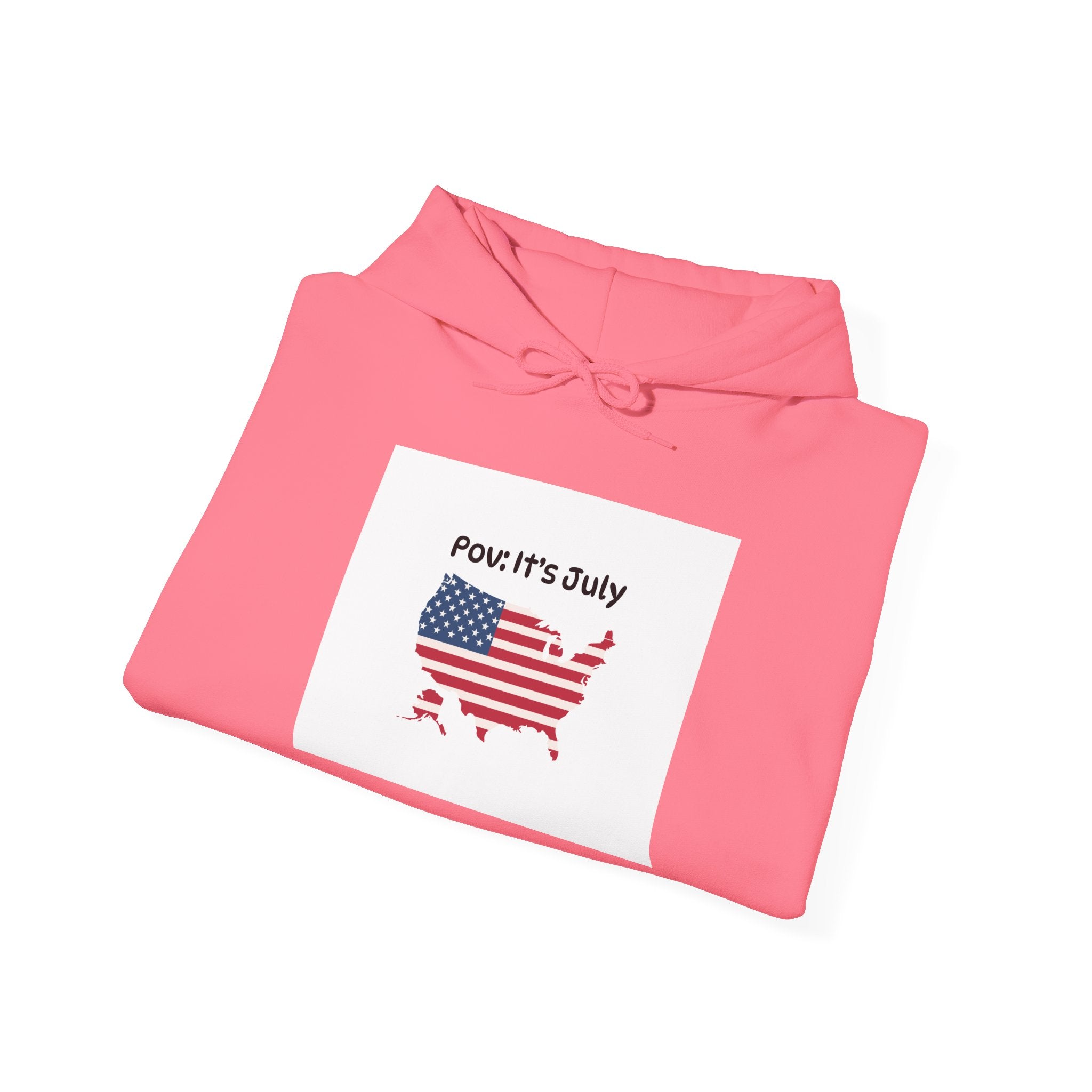POV It's July USA flag map Hoodie | 4th of July Statue of Liberty back print