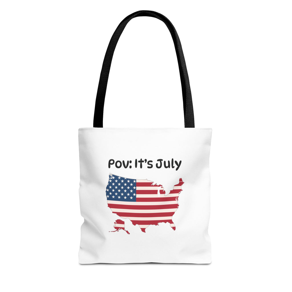 4th of July Tote Bag — American Flag USA Map "POV: It's July" Patriotic Grocery & Beach Carryall