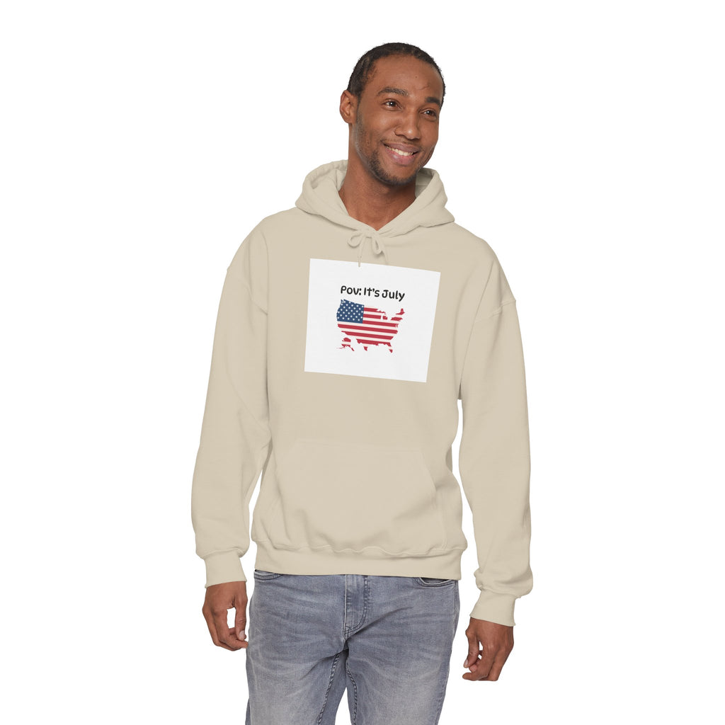 POV It's July USA flag map Hoodie | 4th of July Statue of Liberty back print