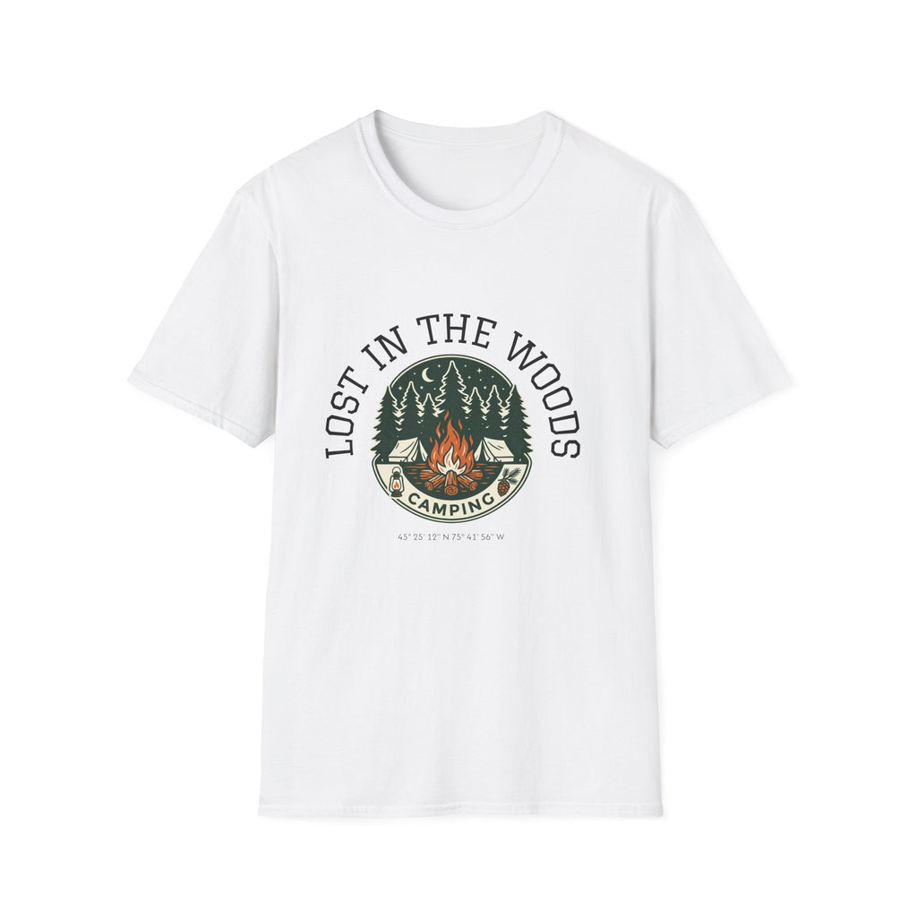 Lost in the Woods Camping T‑Shirt — Retro Campfire Nature Tee