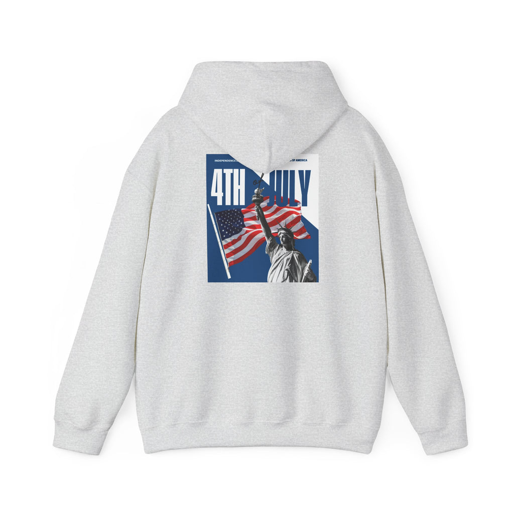 POV It's July USA flag map Hoodie | 4th of July Statue of Liberty back print