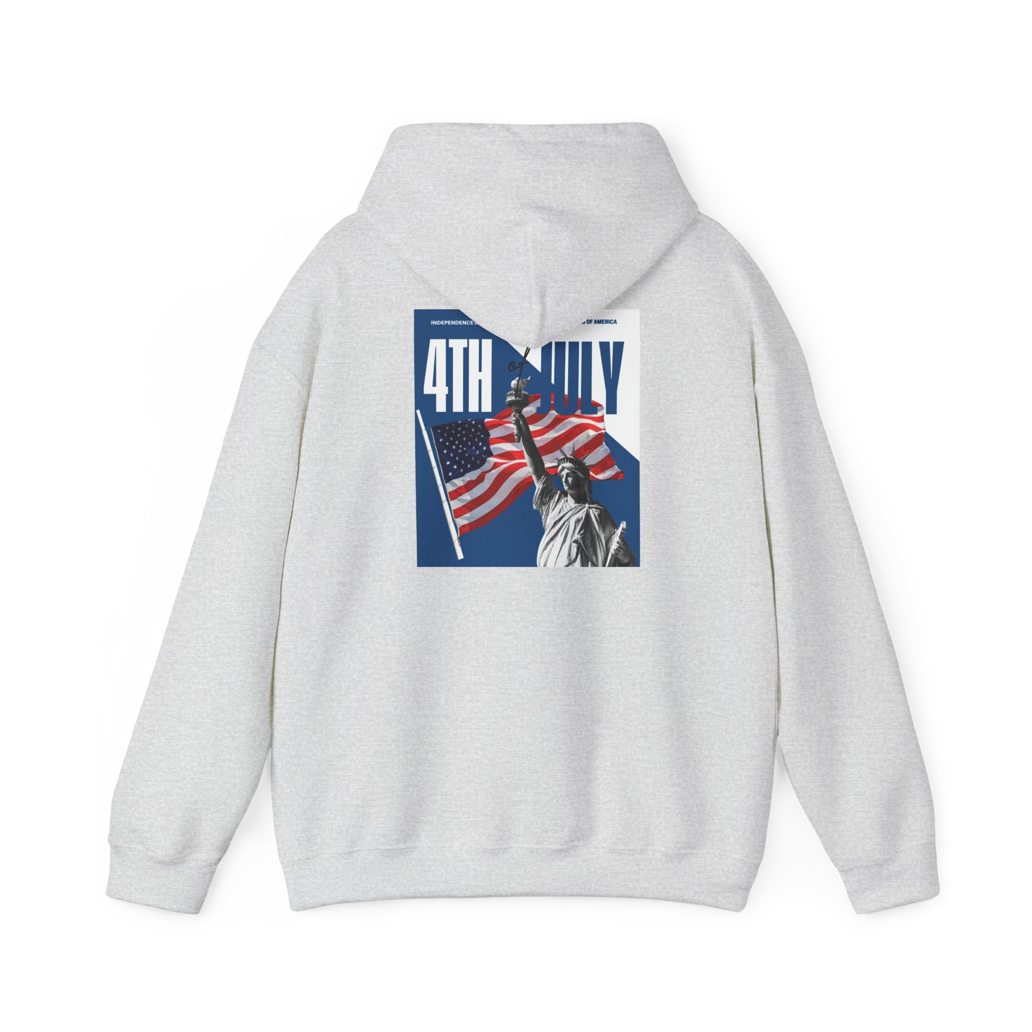 POV It's July USA flag map Hoodie | 4th of July Statue of Liberty back print