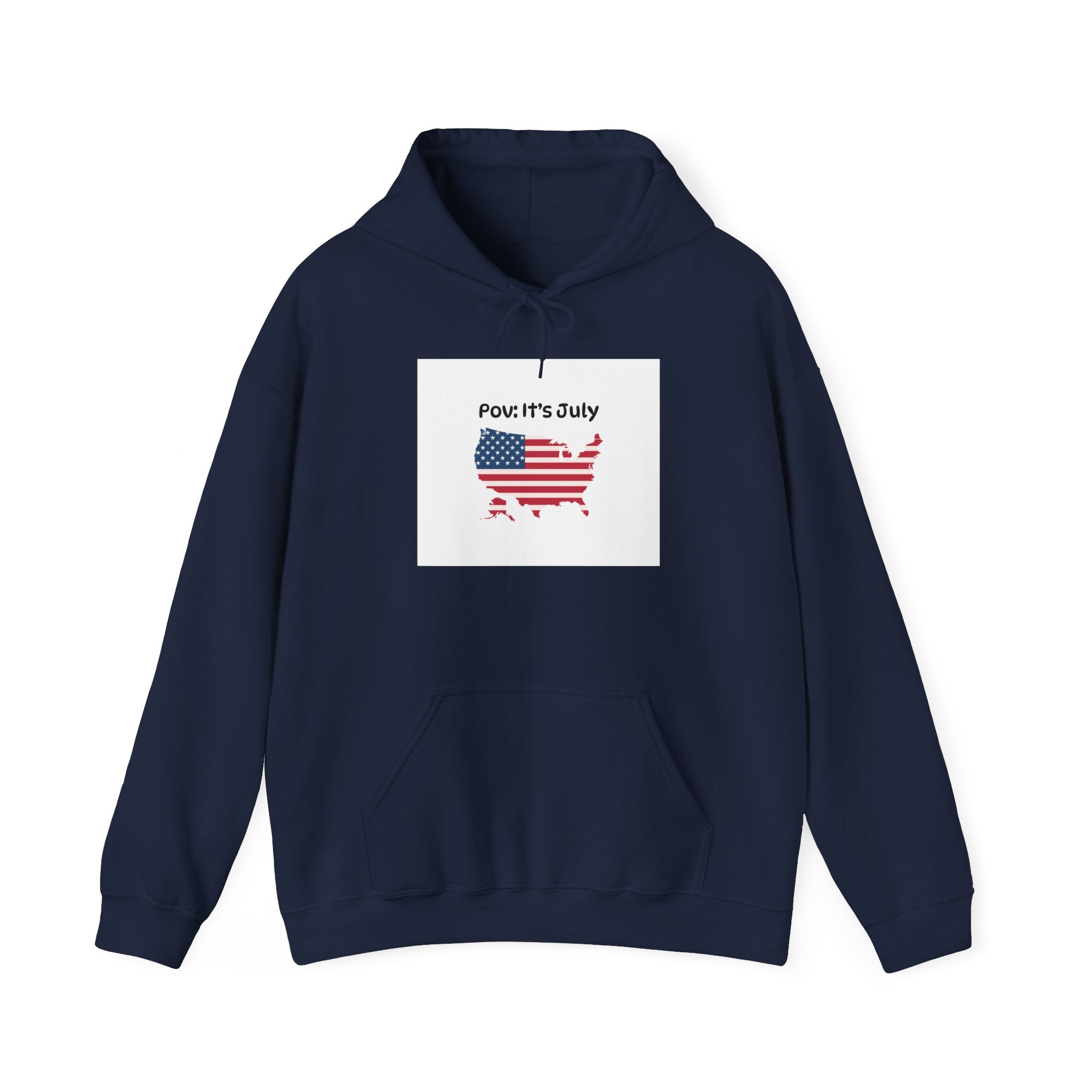 POV It's July USA flag map Hoodie | 4th of July Statue of Liberty back print