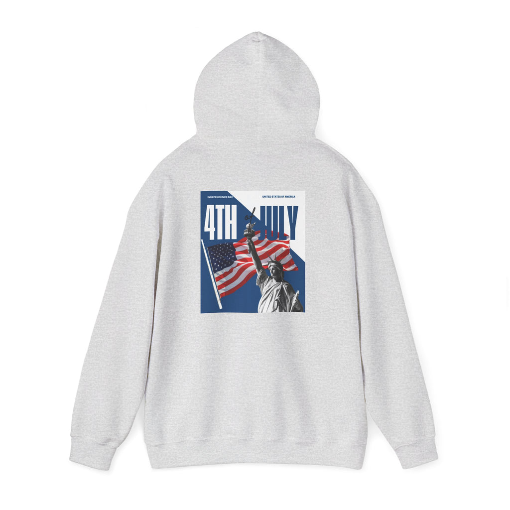POV It's July USA flag map Hoodie | 4th of July Statue of Liberty back print