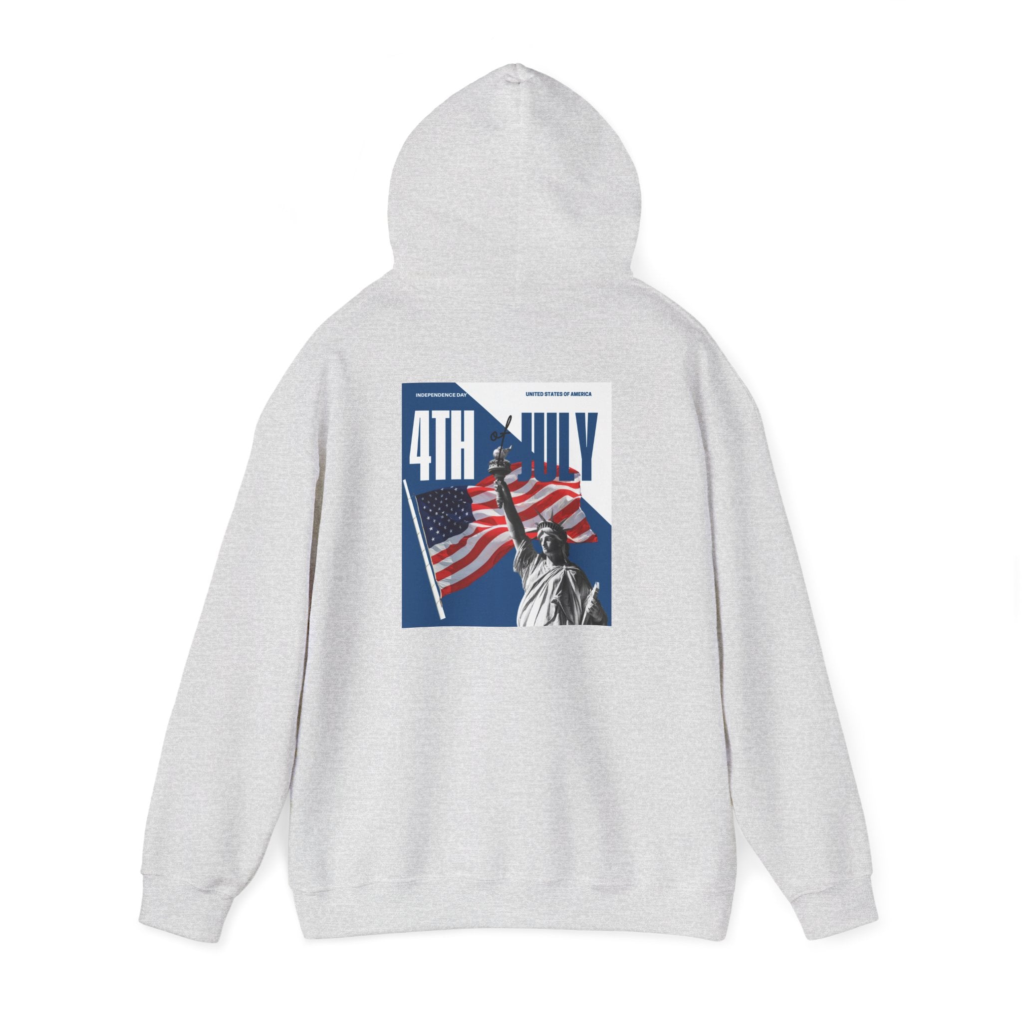 POV It's July USA flag map Hoodie | 4th of July Statue of Liberty back print