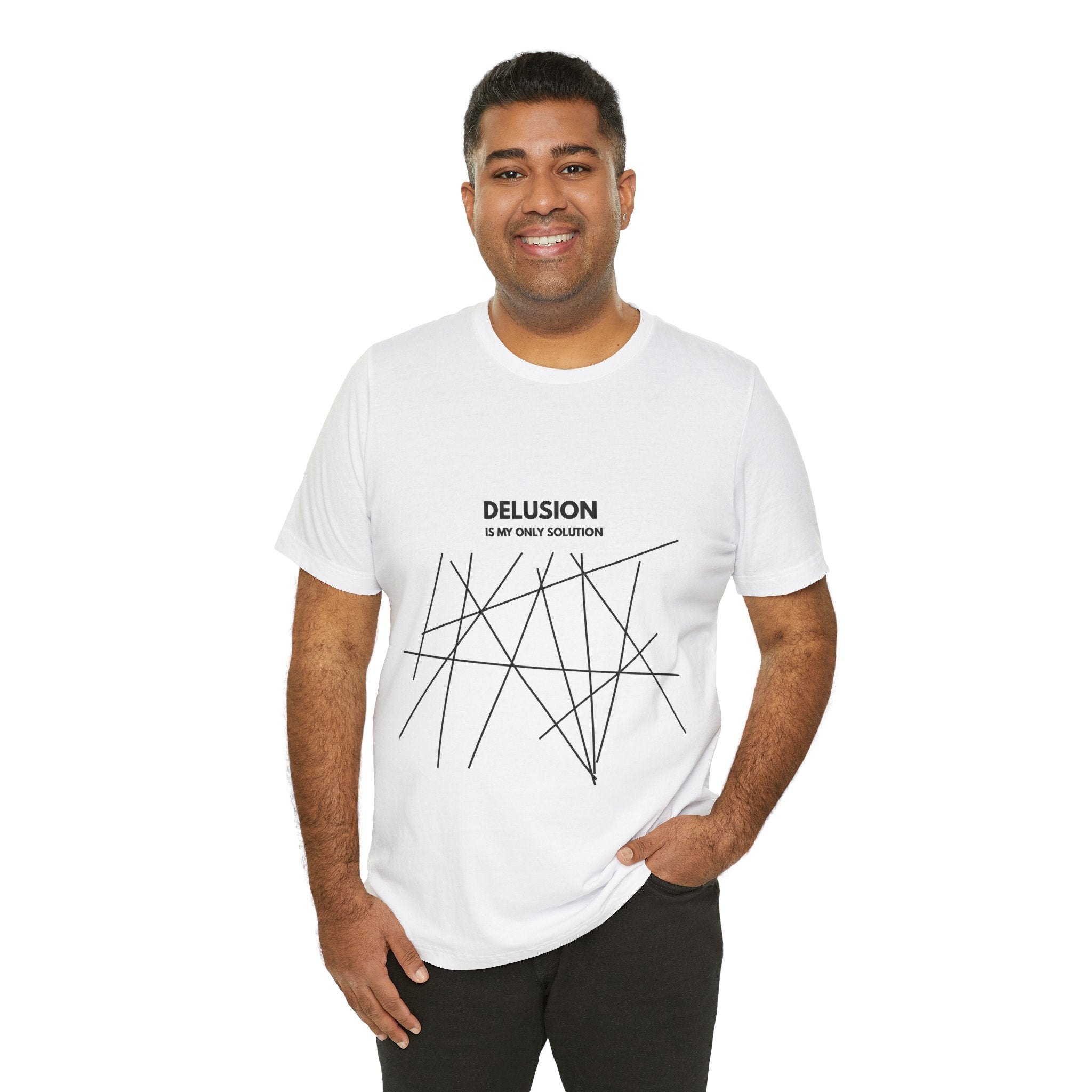 Delusion Is My Only Solution Tee — Abstract Minimalist Graphic T‑Shirt