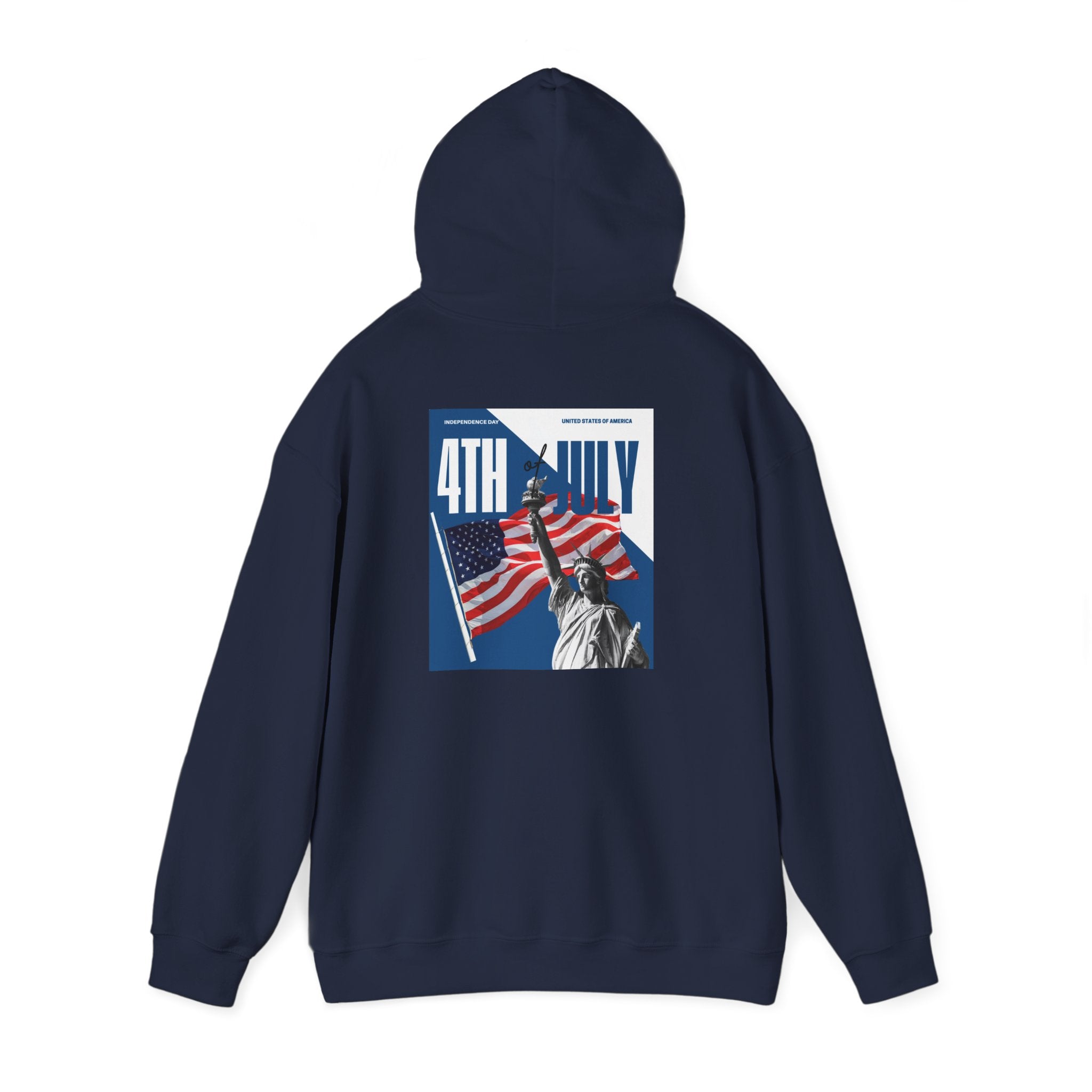 POV It's July USA flag map Hoodie | 4th of July Statue of Liberty back print
