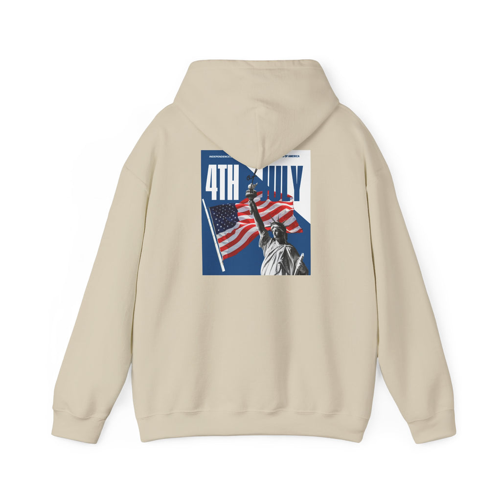 POV It's July USA flag map Hoodie | 4th of July Statue of Liberty back print