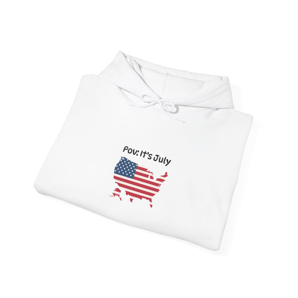 POV It's July USA flag map Hoodie | 4th of July Statue of Liberty back print