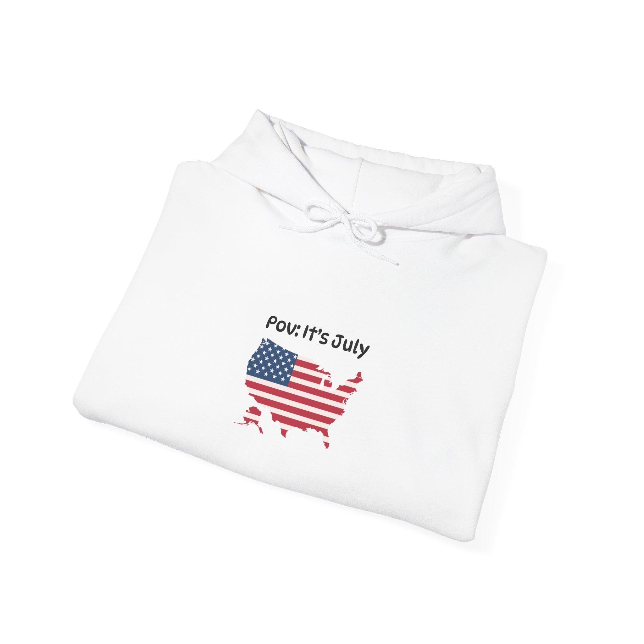 POV It's July USA flag map Hoodie | 4th of July Statue of Liberty back print