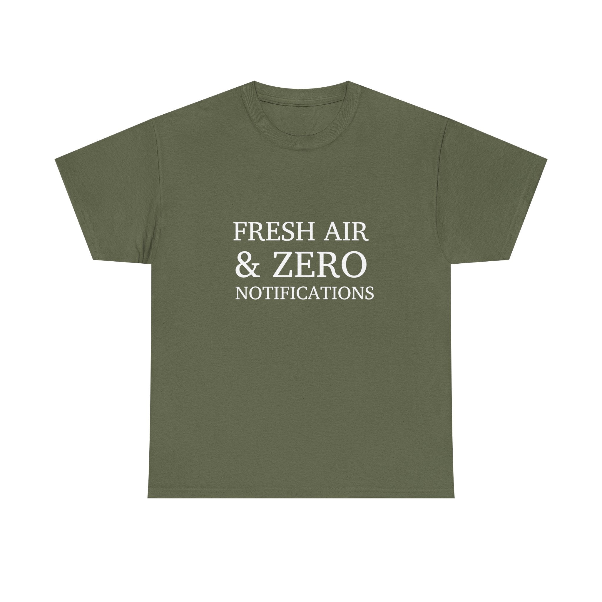 T-Shirt — "Fresh Air & Zero Notifications" Camping Graphic Tee