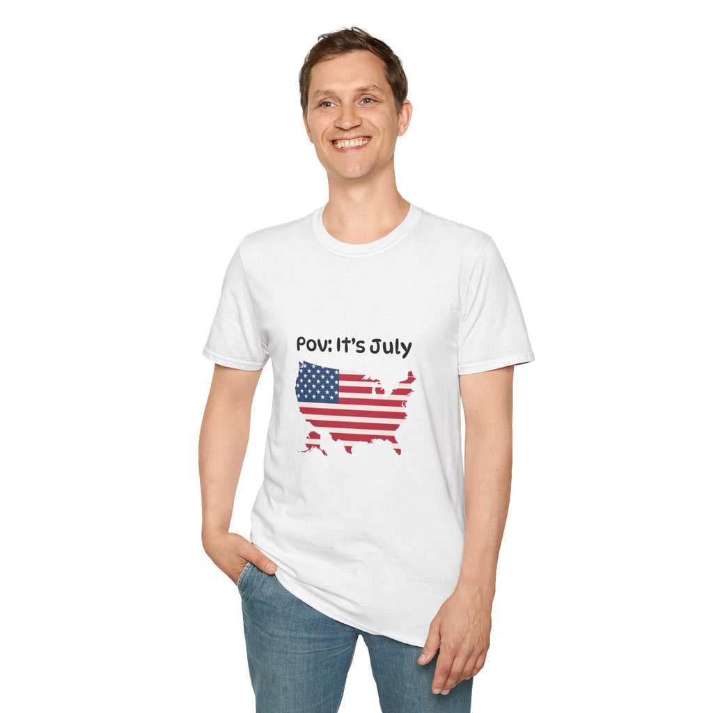 POV It's July USA flag map tee | 4th of July Statue of Liberty back print