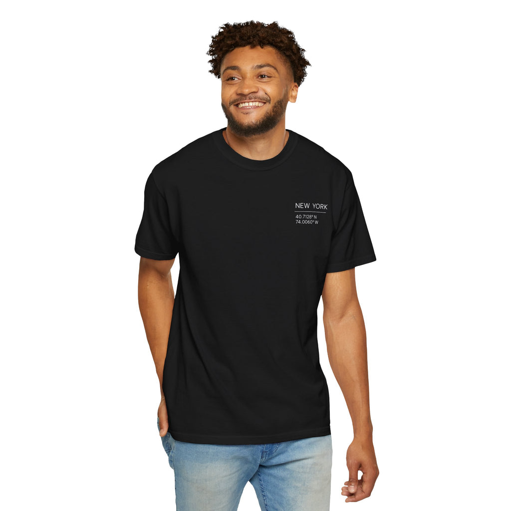 New York Skyline T-Shirt — "The City Never Sleeps" Garment-Dyed Tee