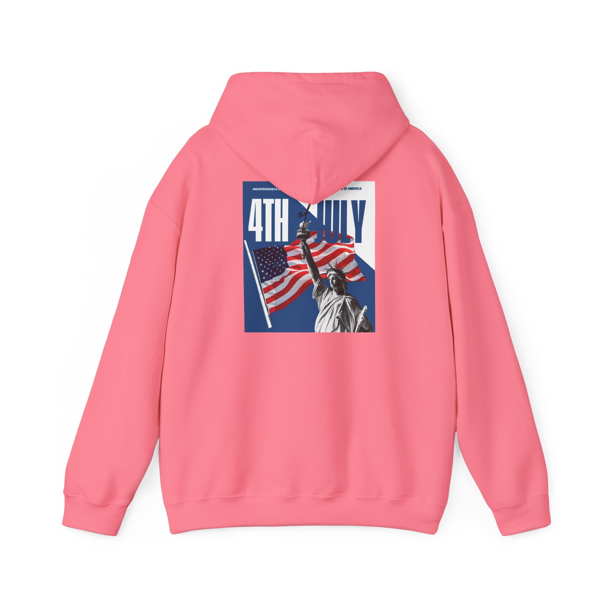 POV It's July USA flag map Hoodie | 4th of July Statue of Liberty back print
