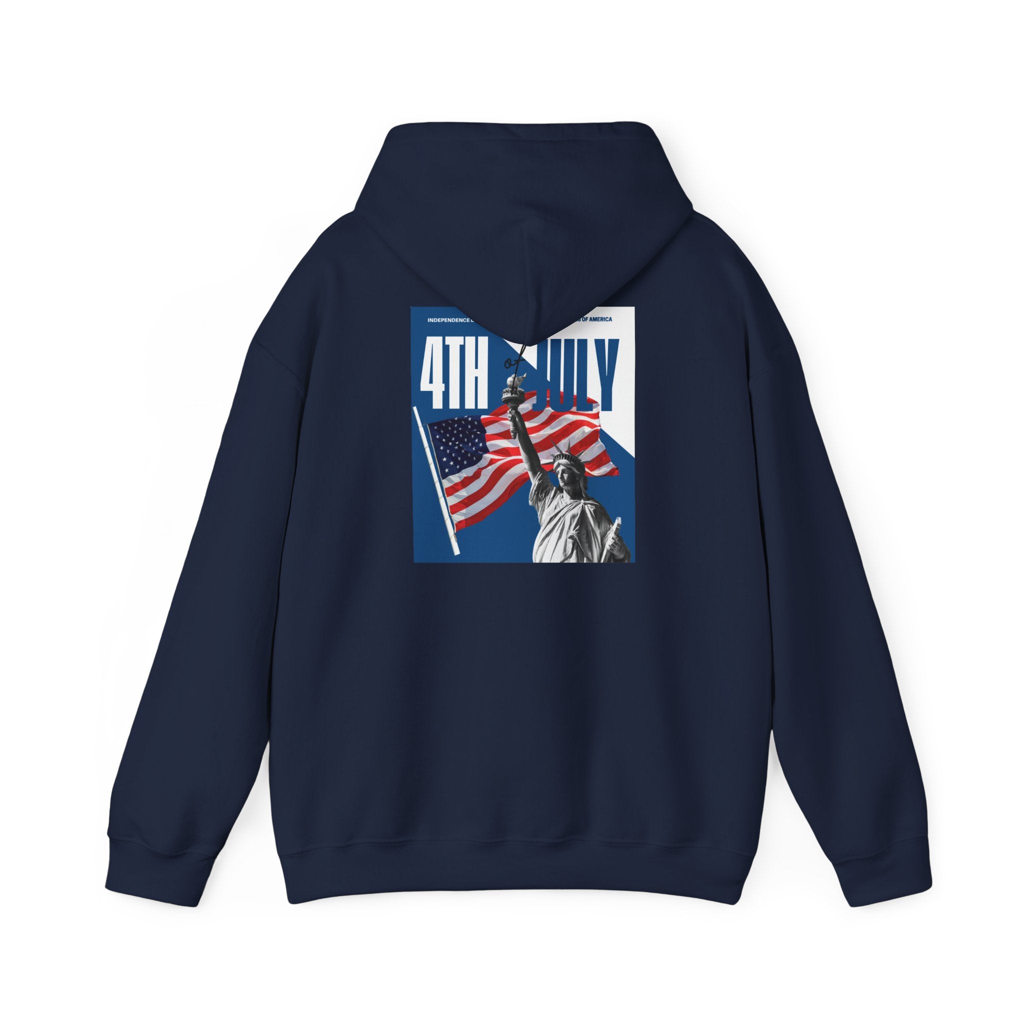 POV It's July USA flag map Hoodie | 4th of July Statue of Liberty back print