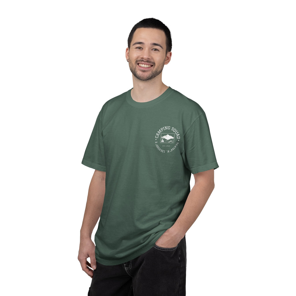 Camping Squad Pocket Tee — Vintage Outdoor Graphic T-Shirt