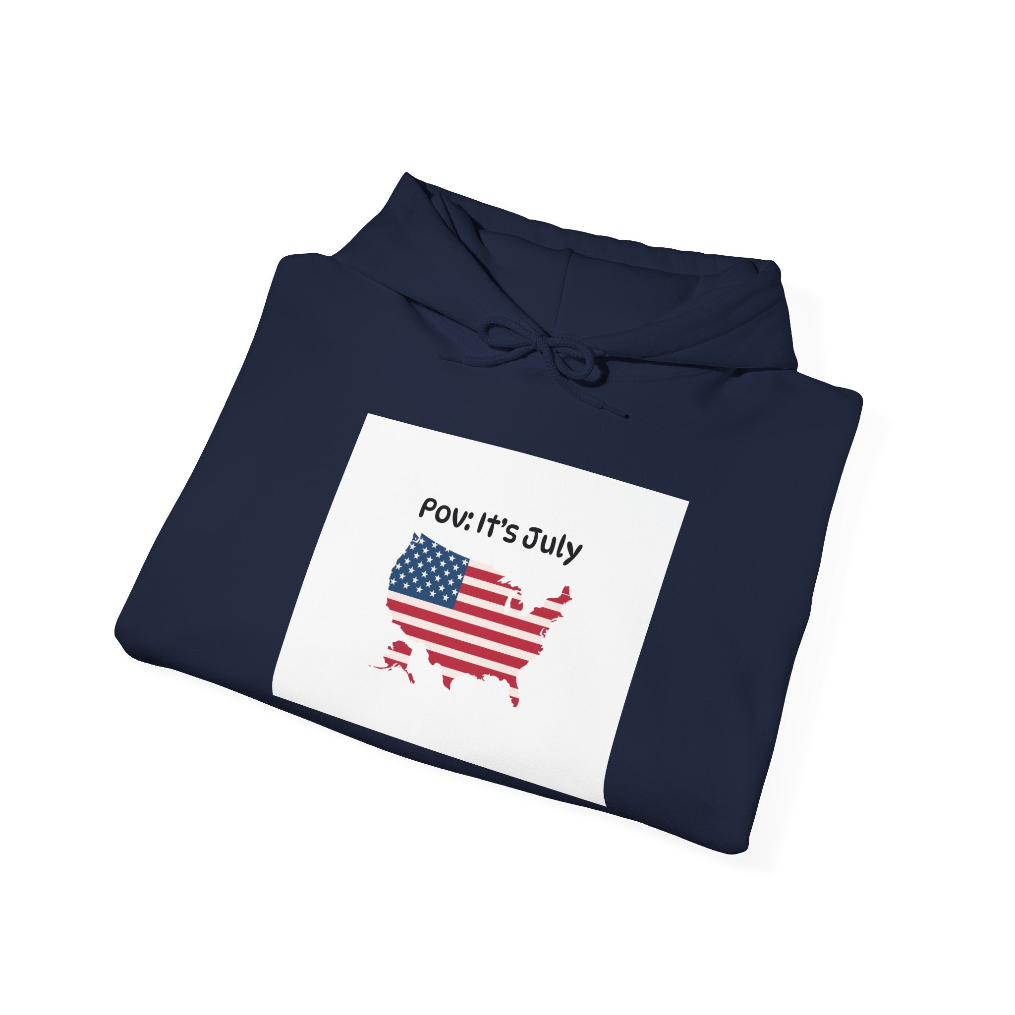 POV It's July USA flag map Hoodie | 4th of July Statue of Liberty back print