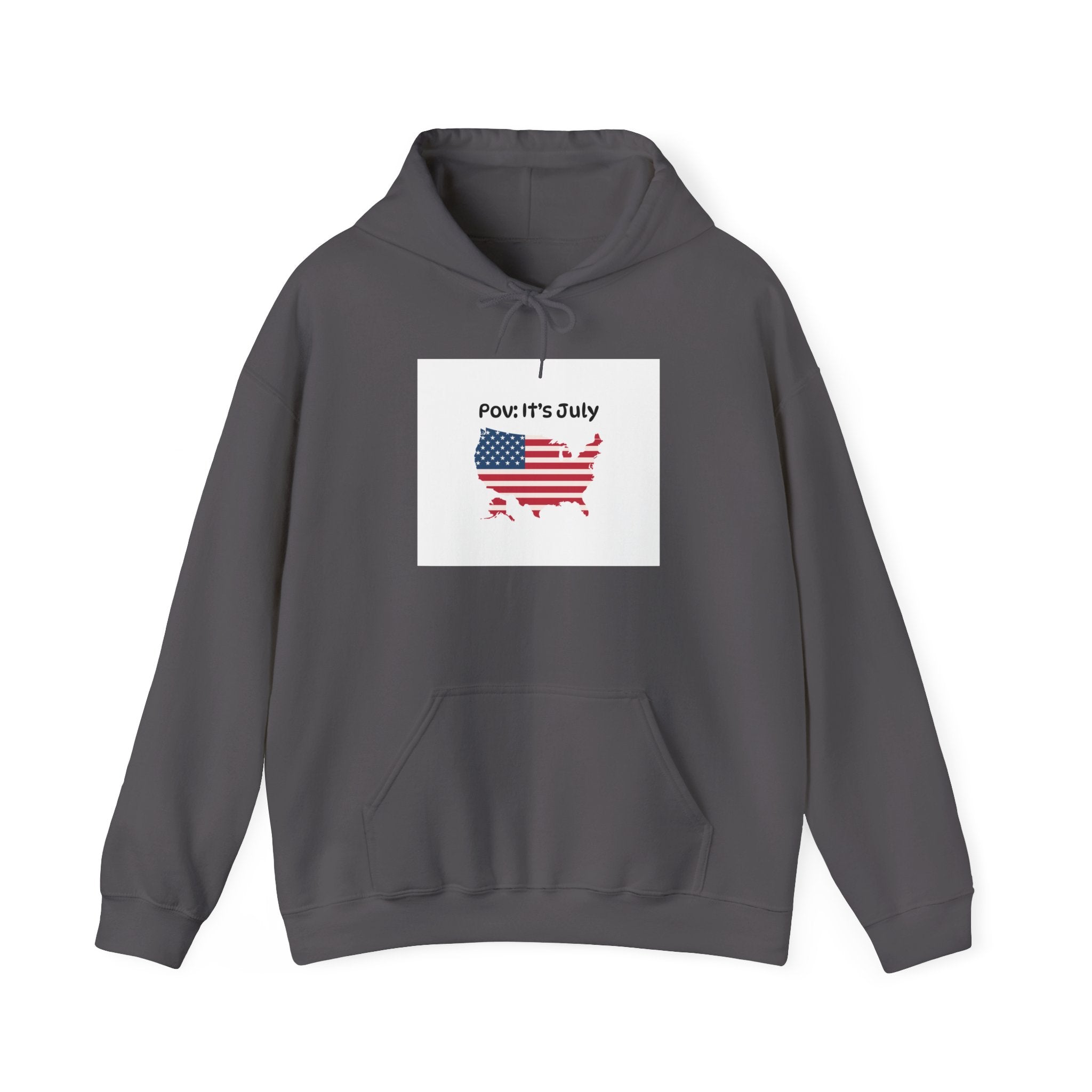 POV It's July USA flag map Hoodie | 4th of July Statue of Liberty back print