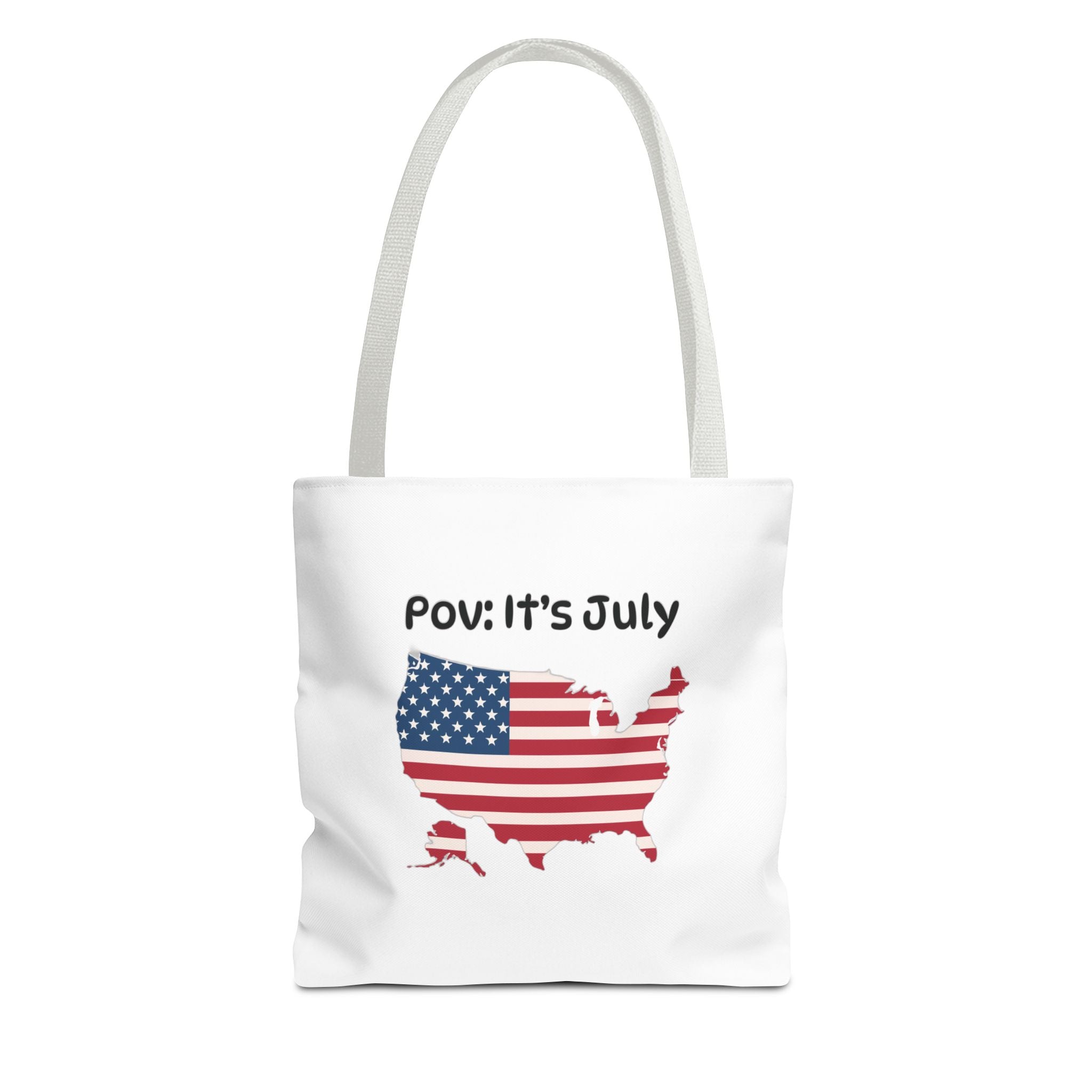 4th of July Tote Bag — American Flag USA Map "POV: It's July" Patriotic Grocery & Beach Carryall