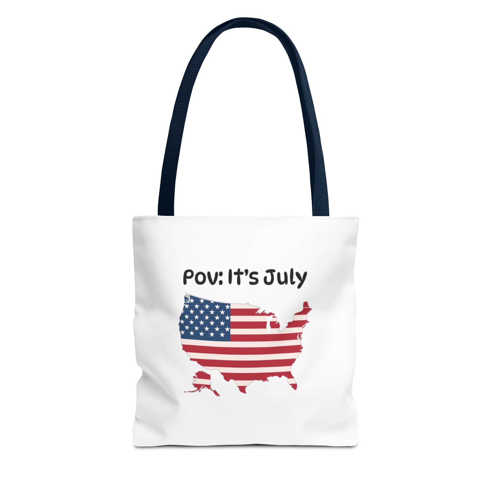 4th of July Tote Bag — American Flag USA Map "POV: It's July" Patriotic Grocery & Beach Carryall