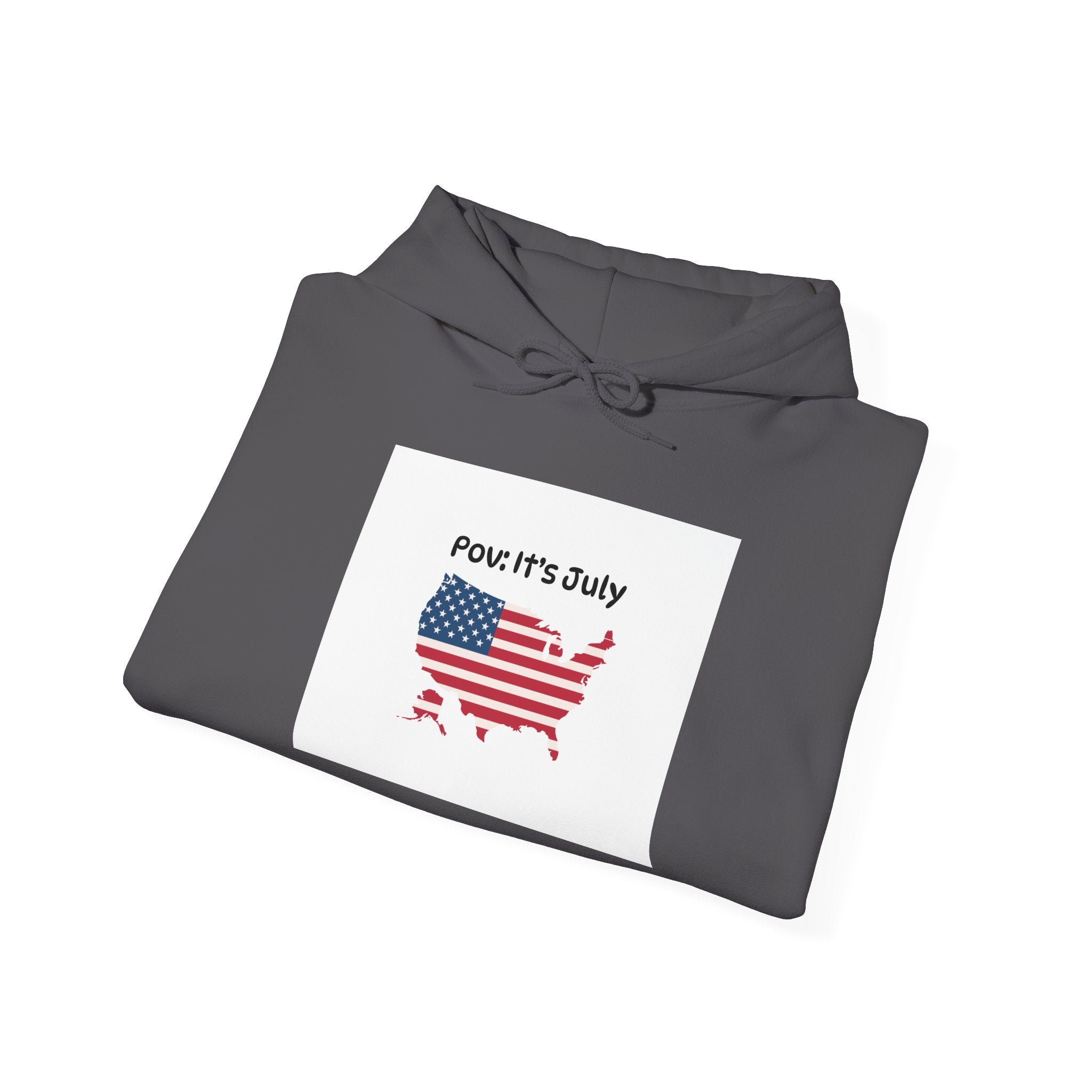POV It's July USA flag map Hoodie | 4th of July Statue of Liberty back print