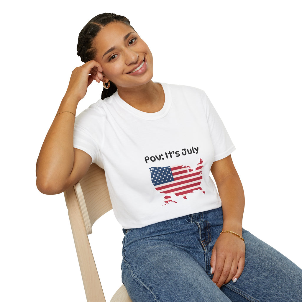 POV It's July USA flag map tee | 4th of July Statue of Liberty back print