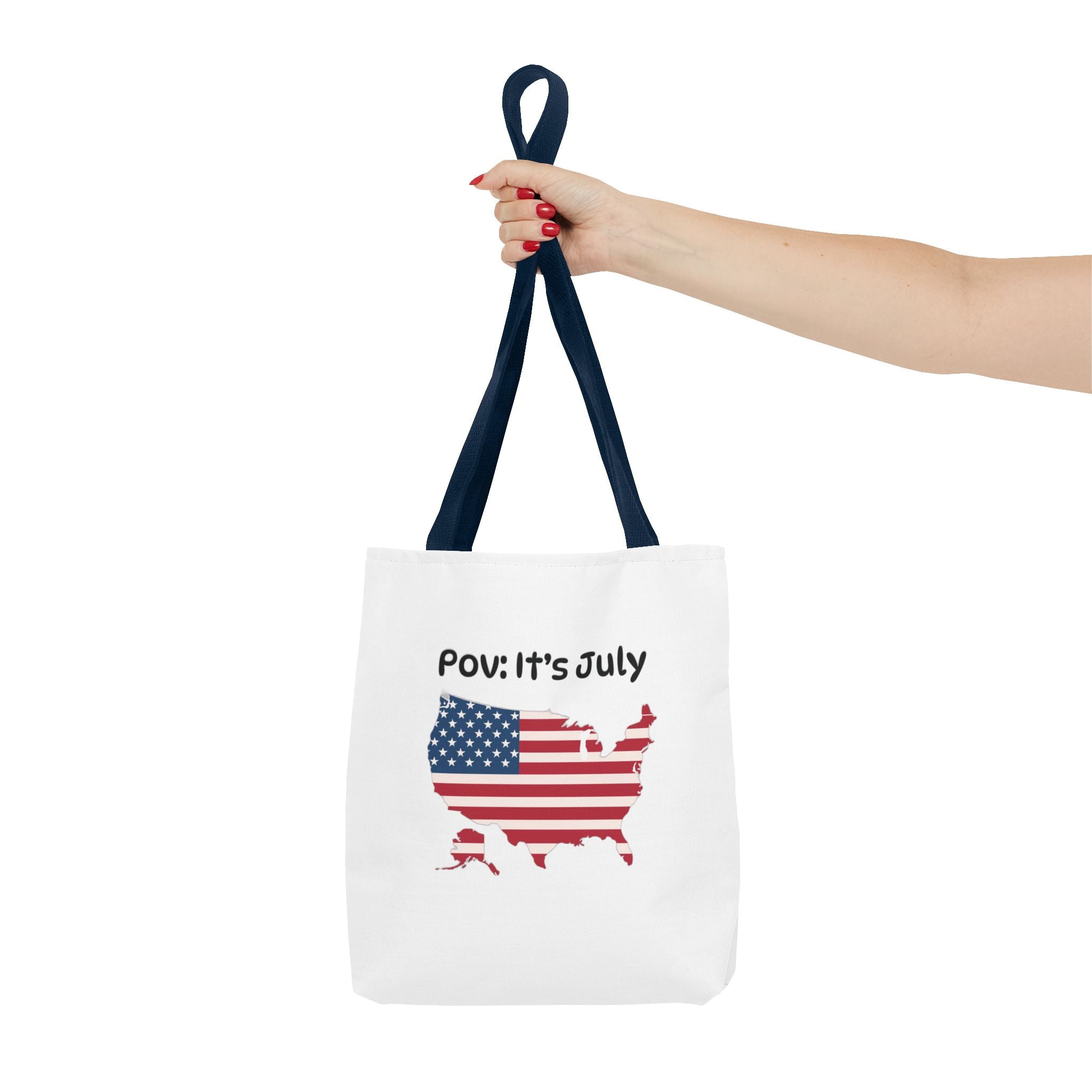 4th of July Tote Bag — American Flag USA Map "POV: It's July" Patriotic Grocery & Beach Carryall
