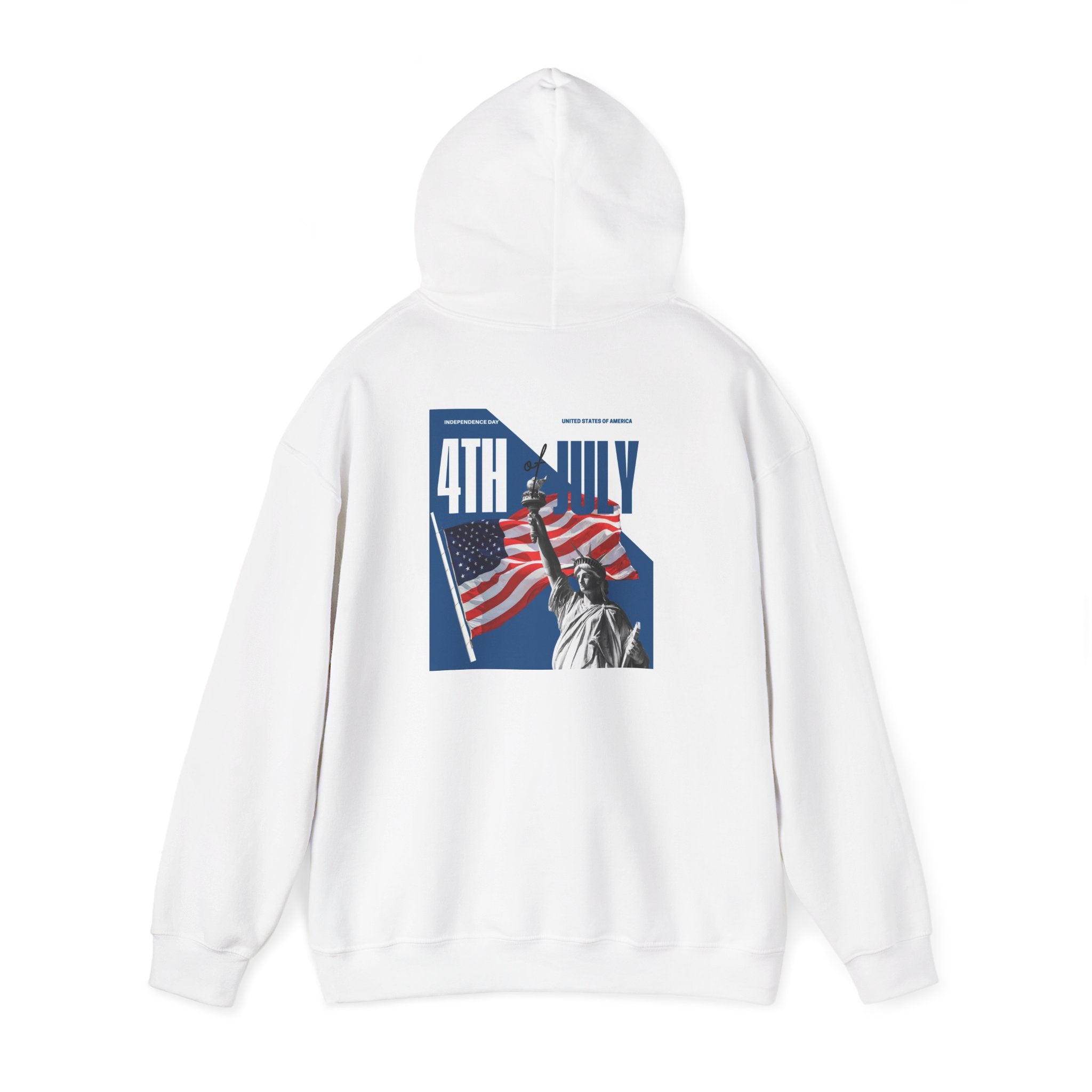 POV It's July USA flag map Hoodie | 4th of July Statue of Liberty back print
