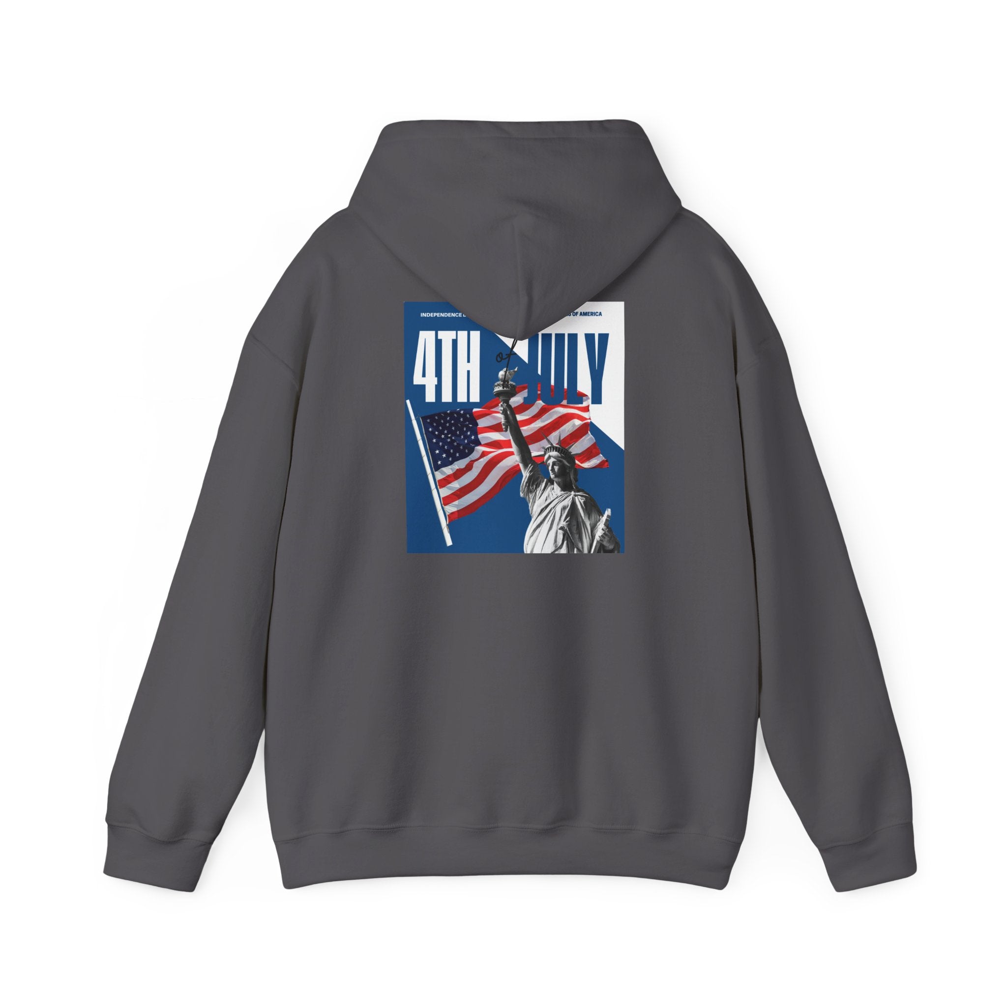 POV It's July USA flag map Hoodie | 4th of July Statue of Liberty back print